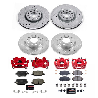 PowerStop Front & Rear Z23 Evolution Kit with Calipers | 2015–2018 Jeep Renegade (KC7300)