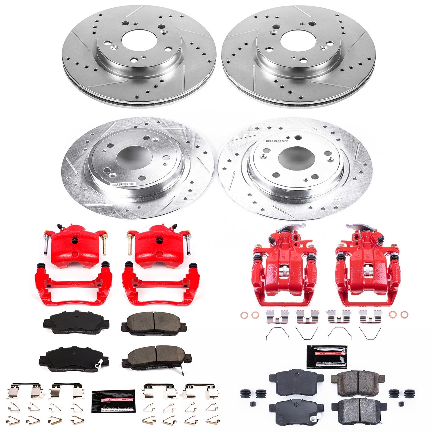 PowerStop Front & Rear Z23 Evolution Sport Brake Kit with Calipers | 2016–2017 Honda Accord (KC7346)