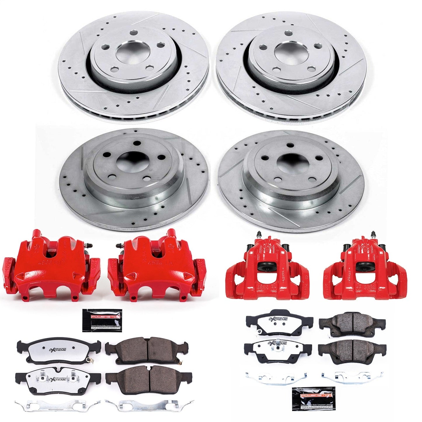 PowerStop Front and Rear Z36 Truck & Tow Kit with Calipers | 2017–2019 Jeep Grand Cherokee (KC7413-36)