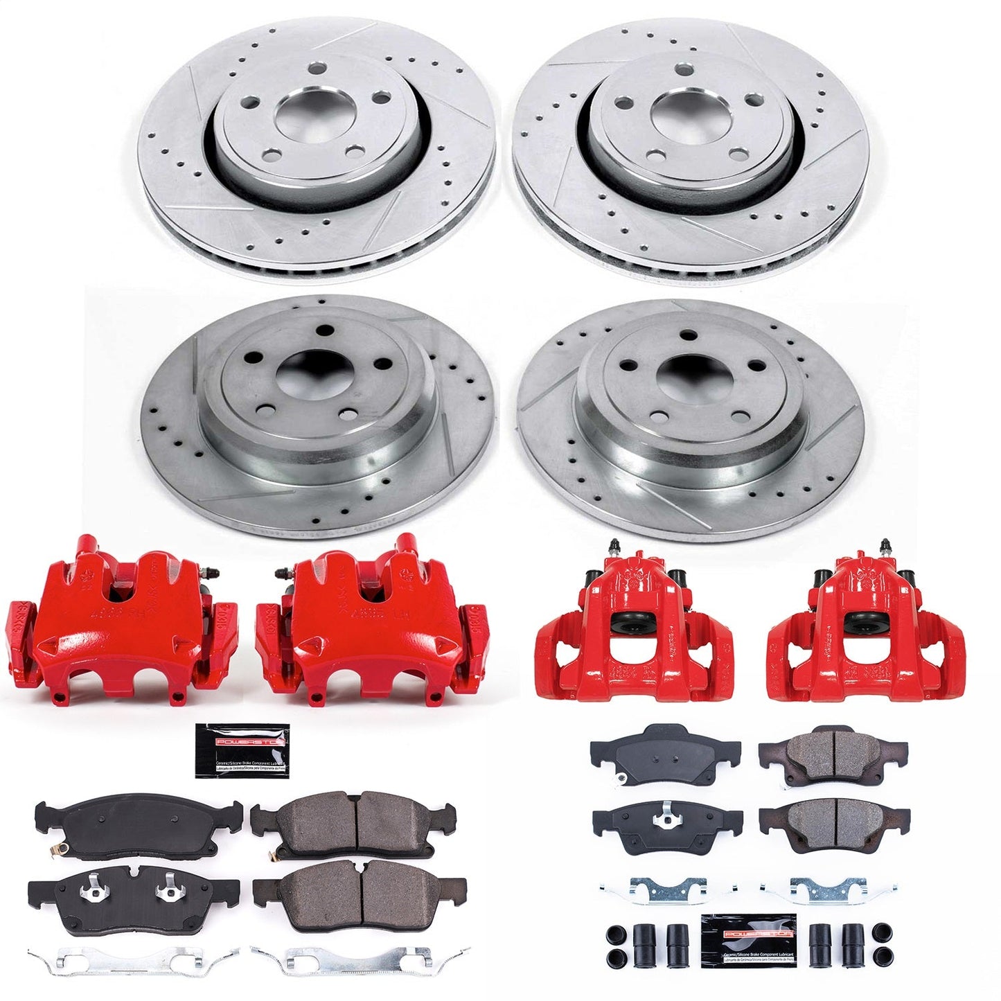 PowerStop Front & Rear Z23 Evolution Sport Brake Kit with Calipers | 2017–2019 Jeep Grand Cherokee (KC7413)
