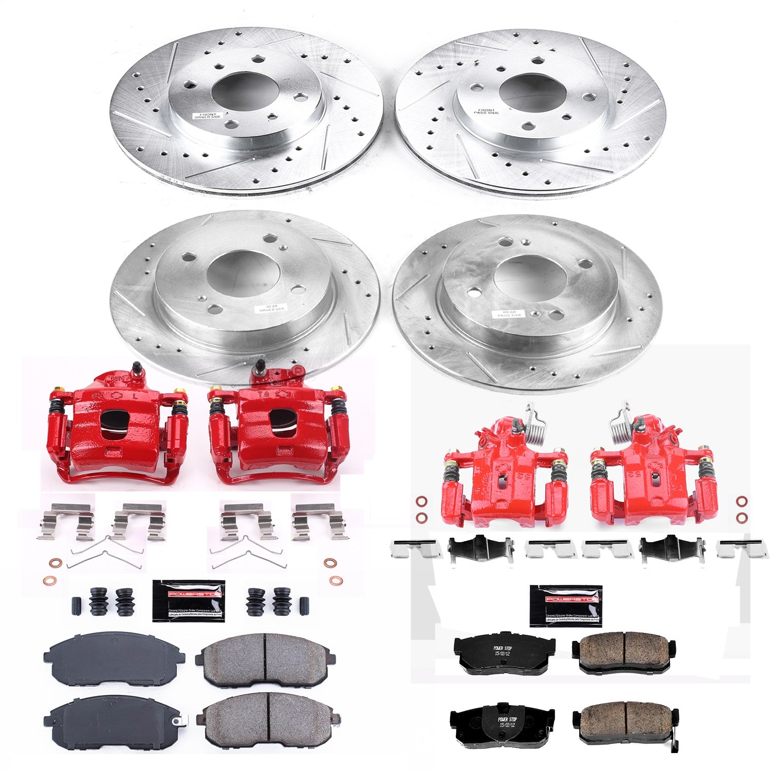 PowerStop Front & Rear Z23 Evolution Sport Brake Kit with Calipers | 2000–2001 Nissan Sentra (KC750)