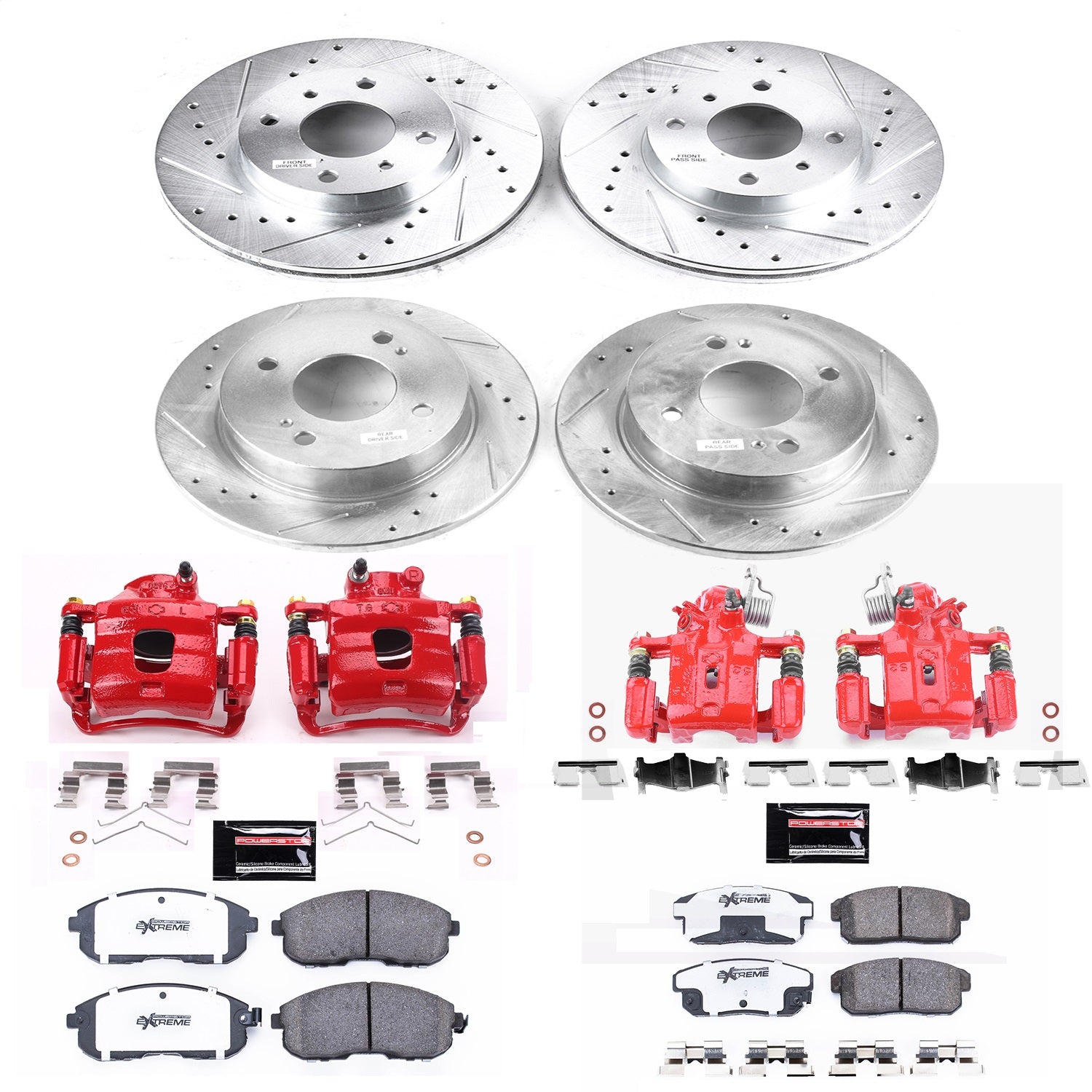 PowerStop Front & Rear Z26 Street Warrior Brake Kit with Calipers | 2001 Nissan Sentra (KC751-26)