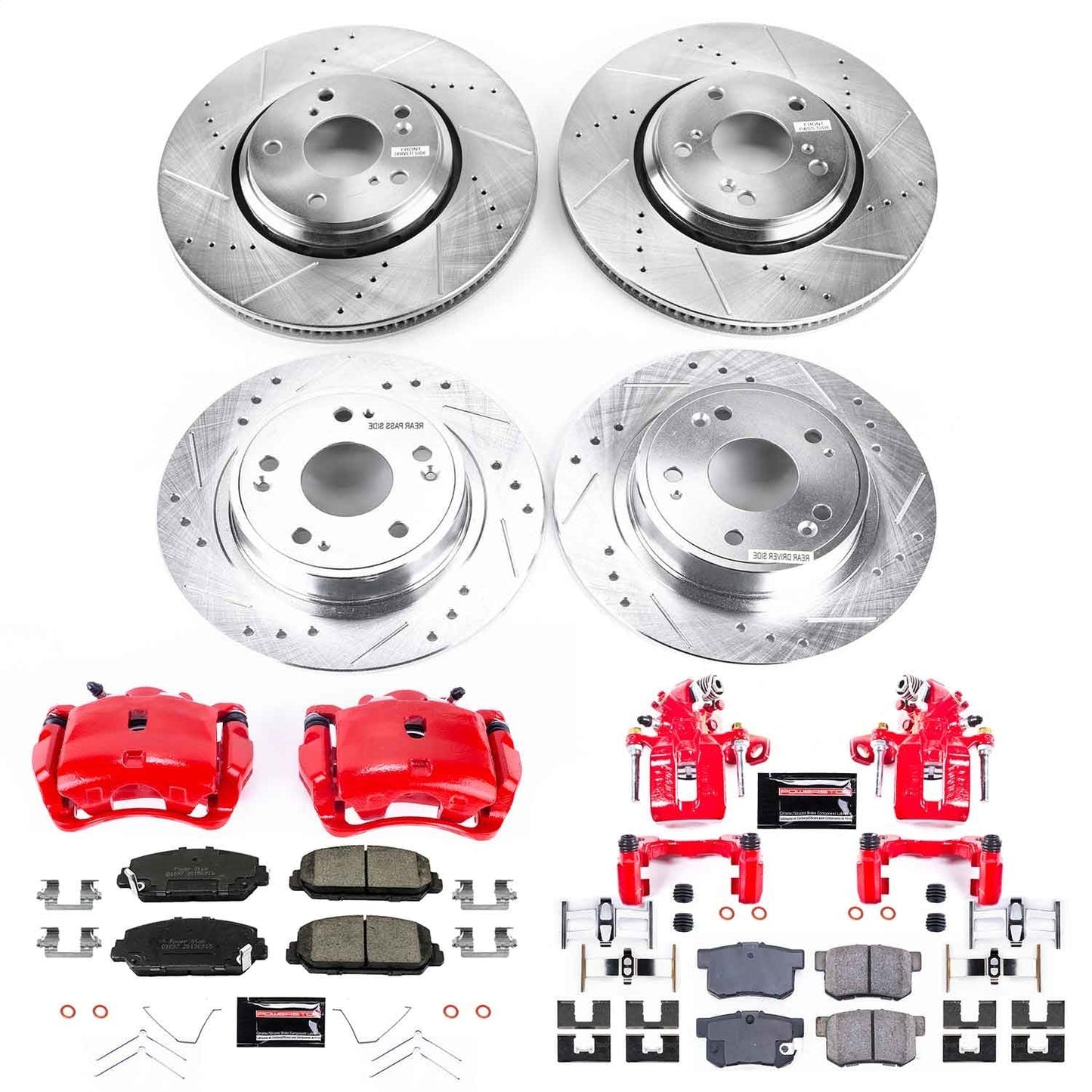 PowerStop Front and Rear Z23 Evolution Kit with Calipers | 2017–2018 Acura ILX (KC7529)