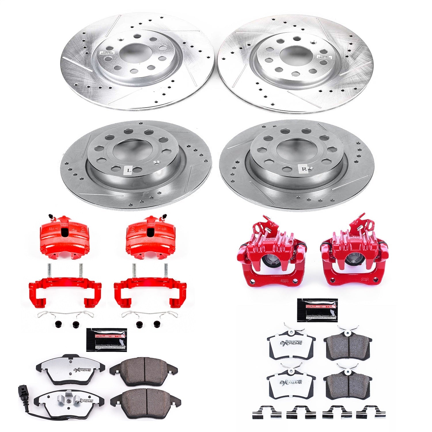 PowerStop Front & Rear Z26 Street Warrior Brake Kit with Calipers | 2013 Volkswagen Jetta (KC7530-26)