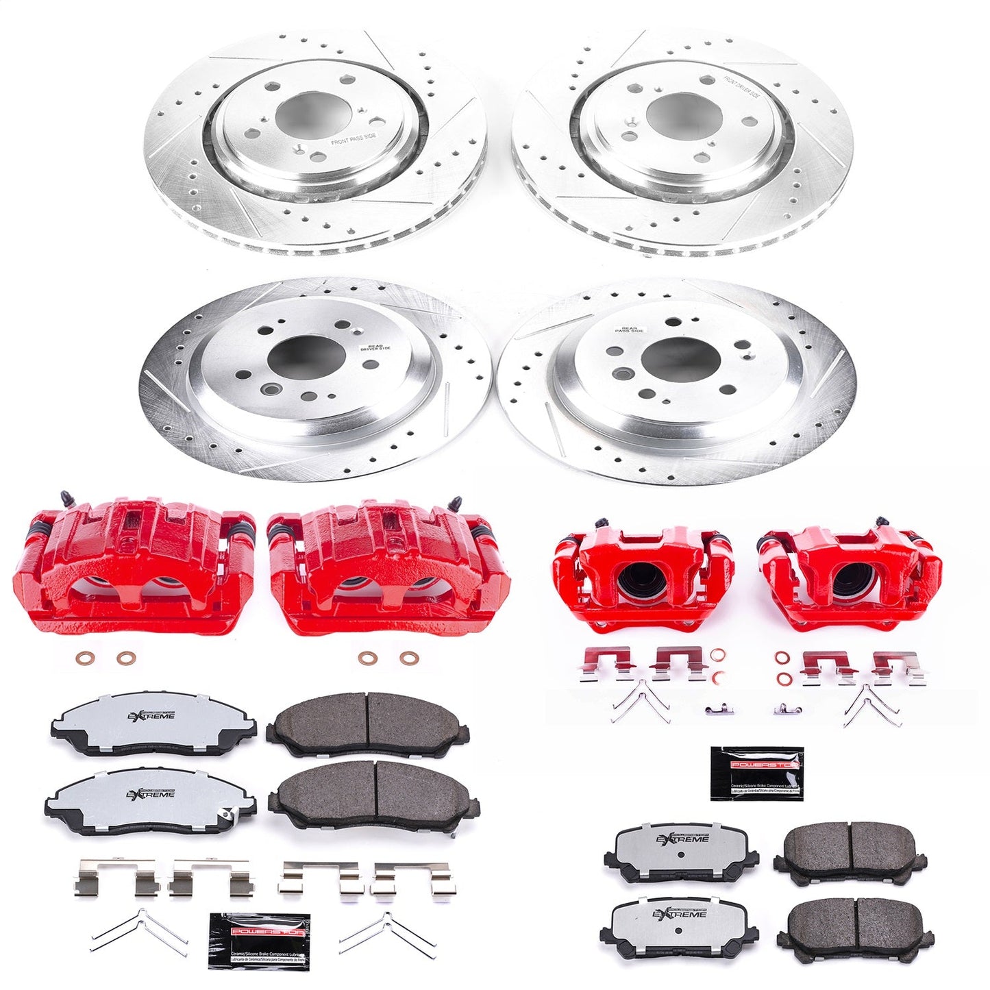 PowerStop Front and Rear Z36 Truck & Tow Kit with Calipers | 2017–2020 Honda Ridgeline (KC7576-36)