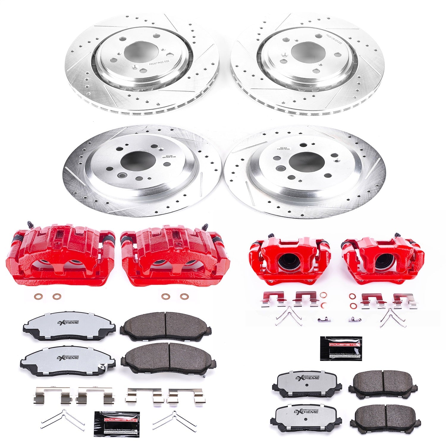 PowerStop Front and Rear Z36 Truck & Tow Kit with Calipers | 2017–2020 Honda Ridgeline (KC7576-36)