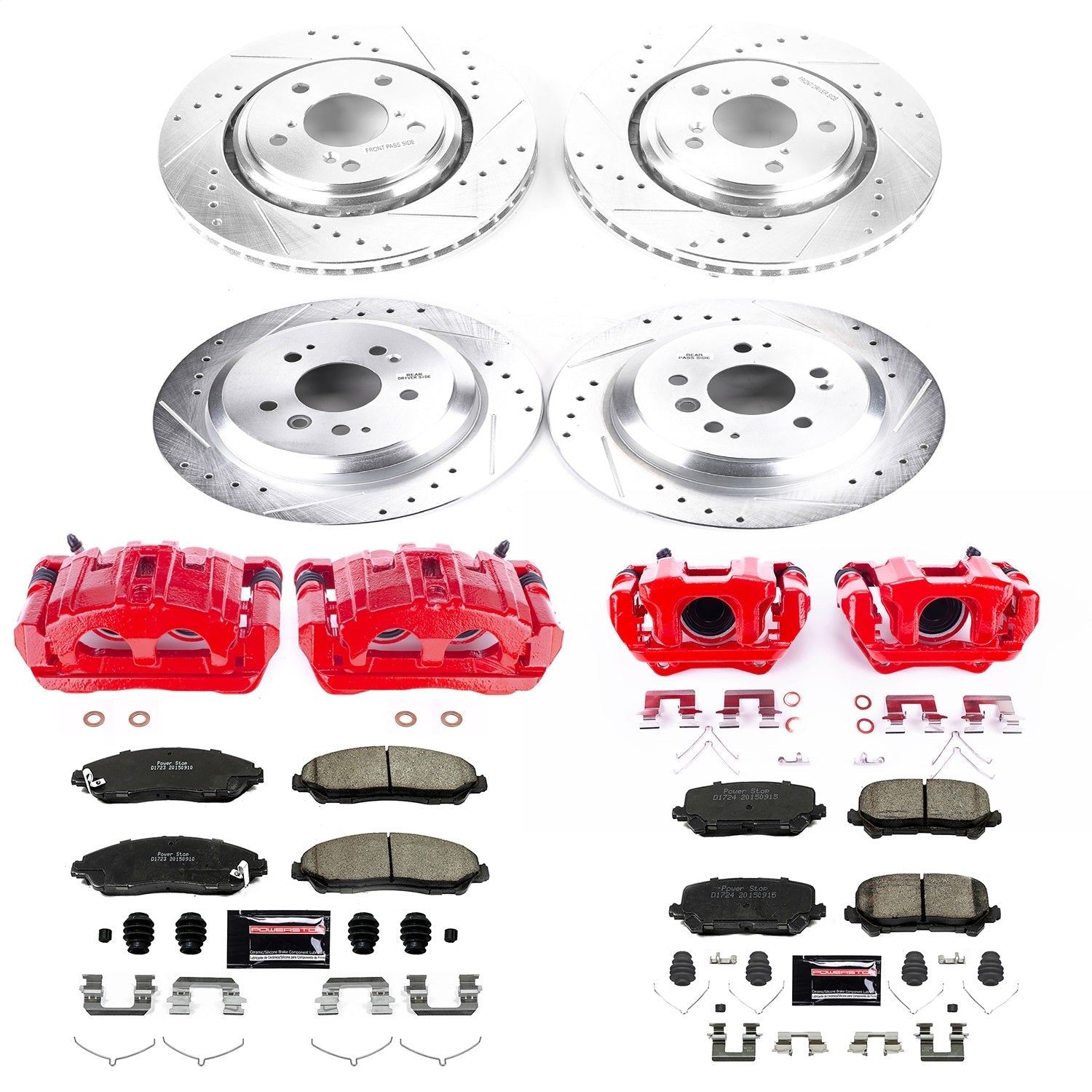 PowerStop Front & Rear Z23 Evolution Sport Brake Kit with Calipers | 2016–2017 Honda Pilot (KC7576)