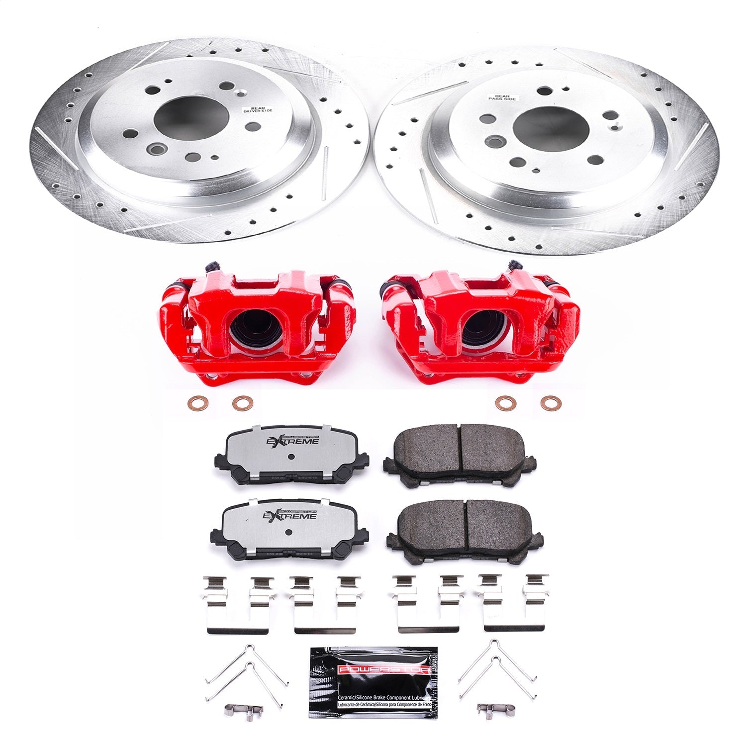 PowerStop Rear Z36 Truck & Tow Brake Kit with Calipers | 2016–2017 Honda Pilot (KC7727-36)