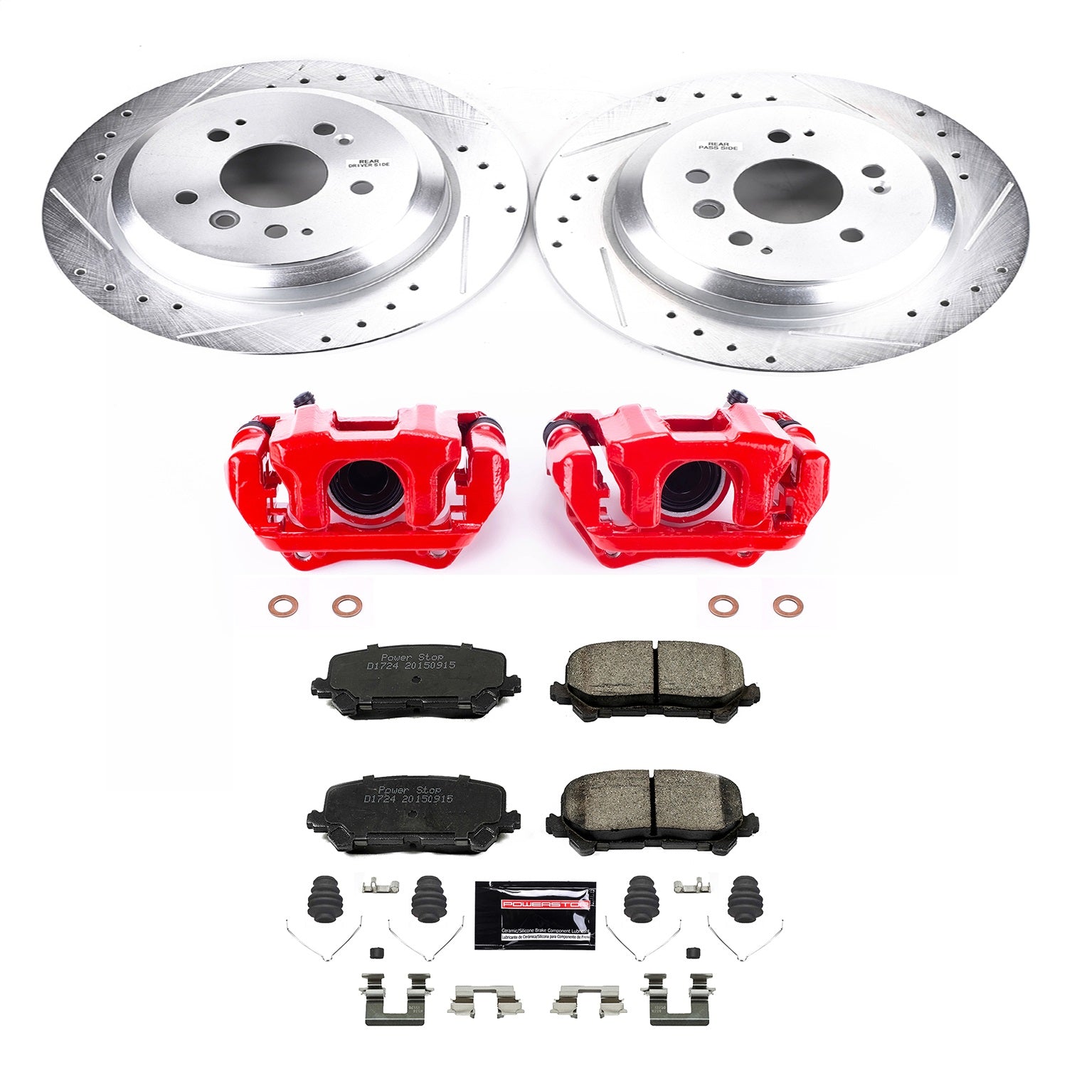 PowerStop Rear Z23 Evolution Sport Brake Kit with Calipers | 2016–2017 Honda Pilot (KC7727)