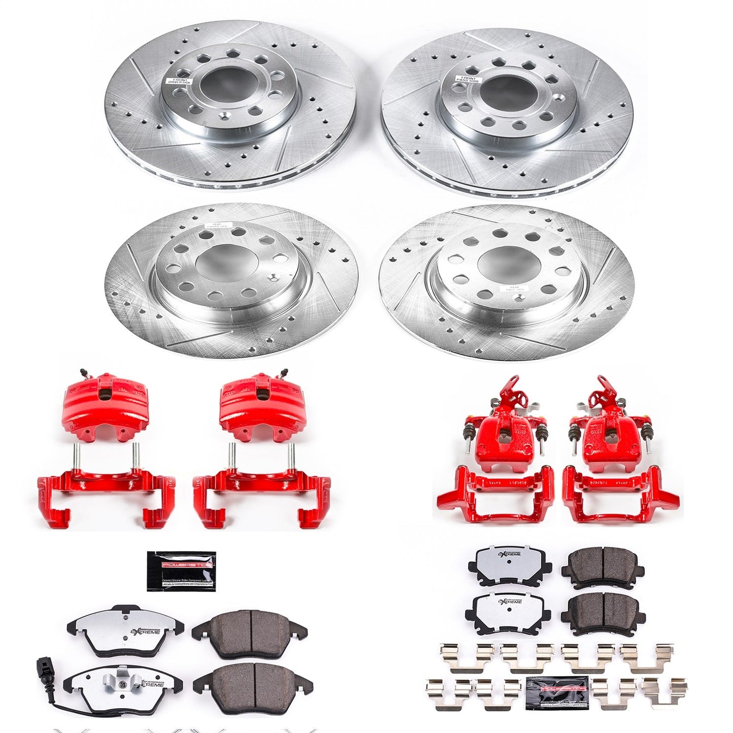 PowerStop Front & Rear Z26 Street Warrior Brake Kit with Calipers | 2010 Volkswagen Golf (KC7837-26)