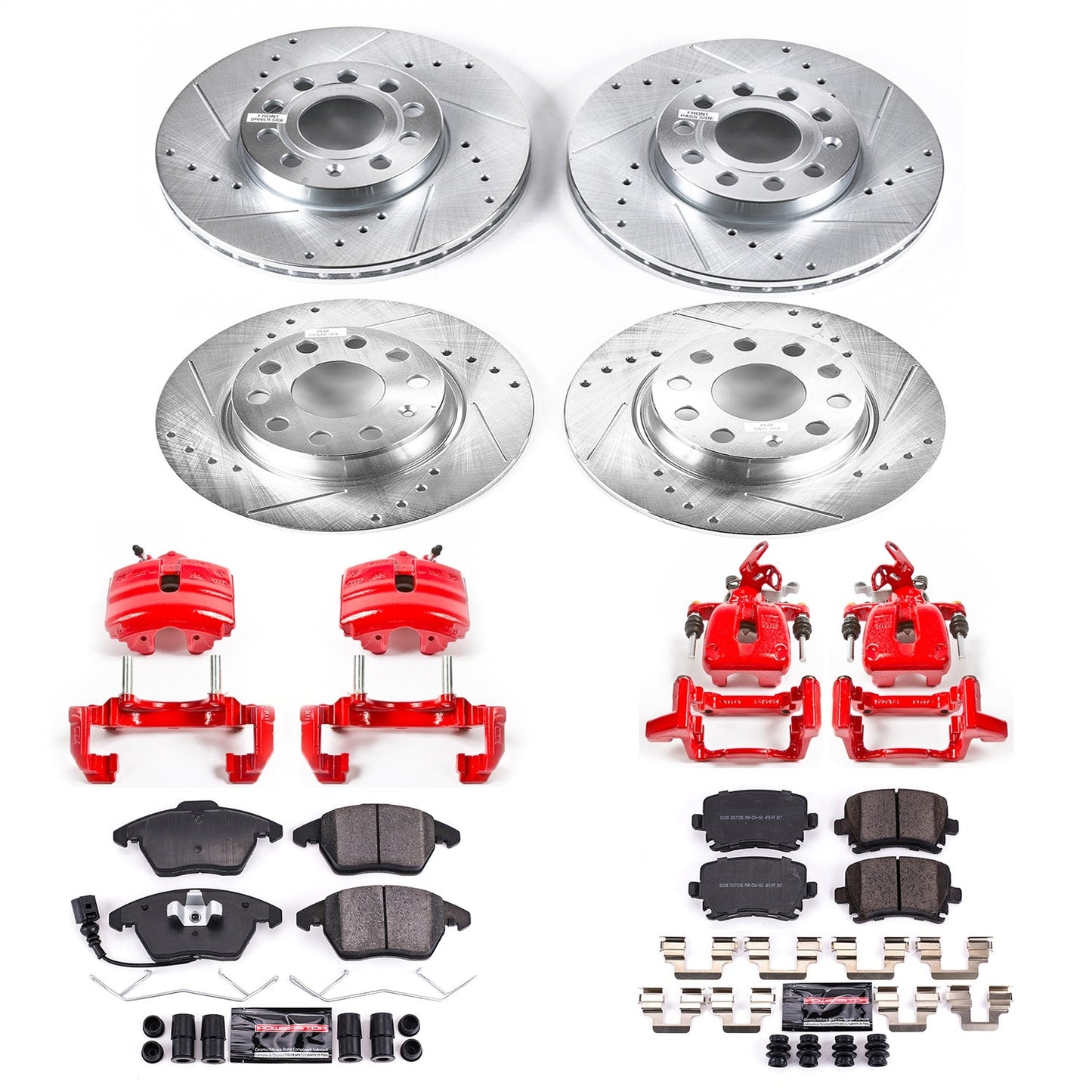 PowerStop Front & Rear Z23 Evolution Sport Brake Kit with Calipers | 2010 Volkswagen Golf (KC7837)