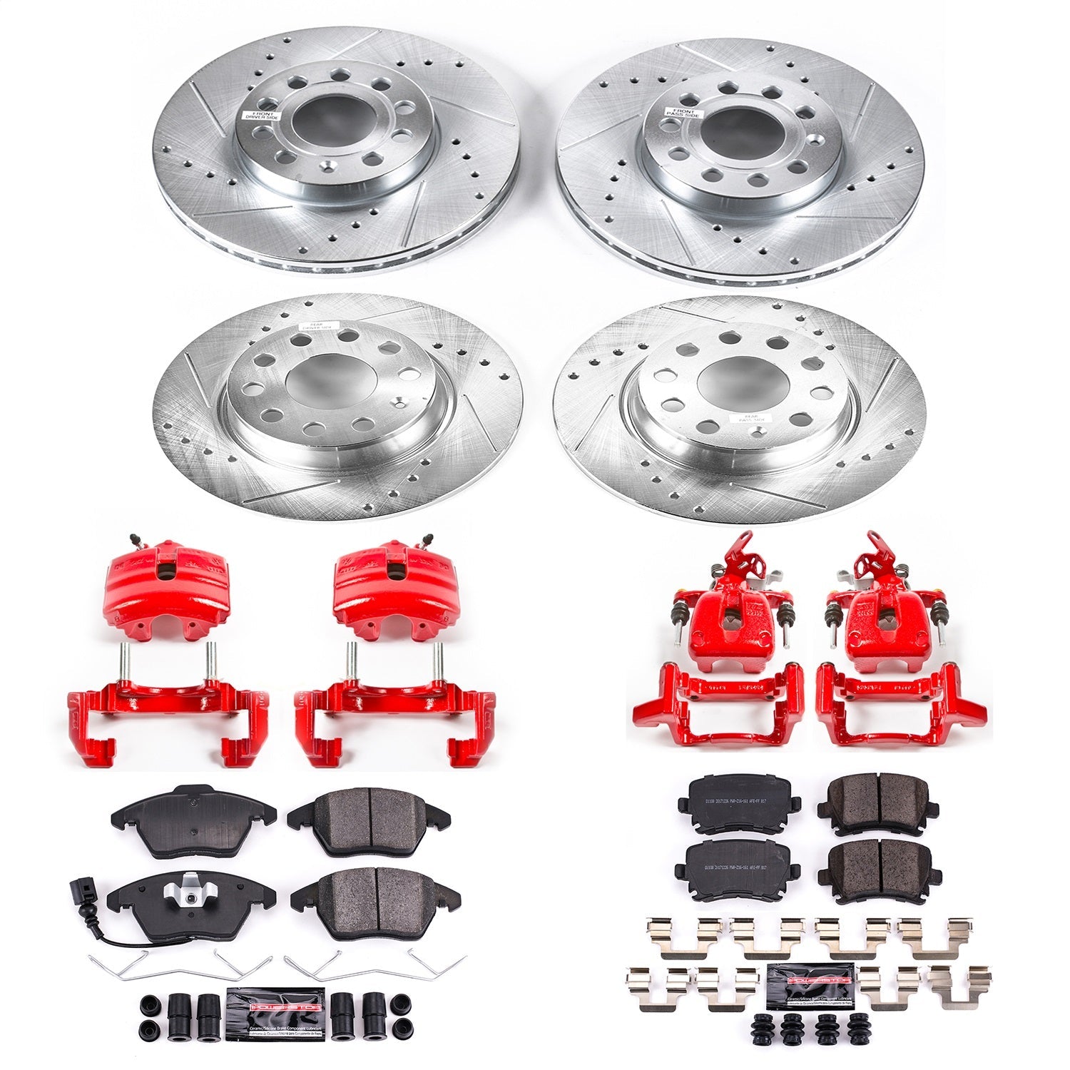 PowerStop Front & Rear Z23 Evolution Sport Brake Kit with Calipers | 2010 Volkswagen Golf (KC7837)