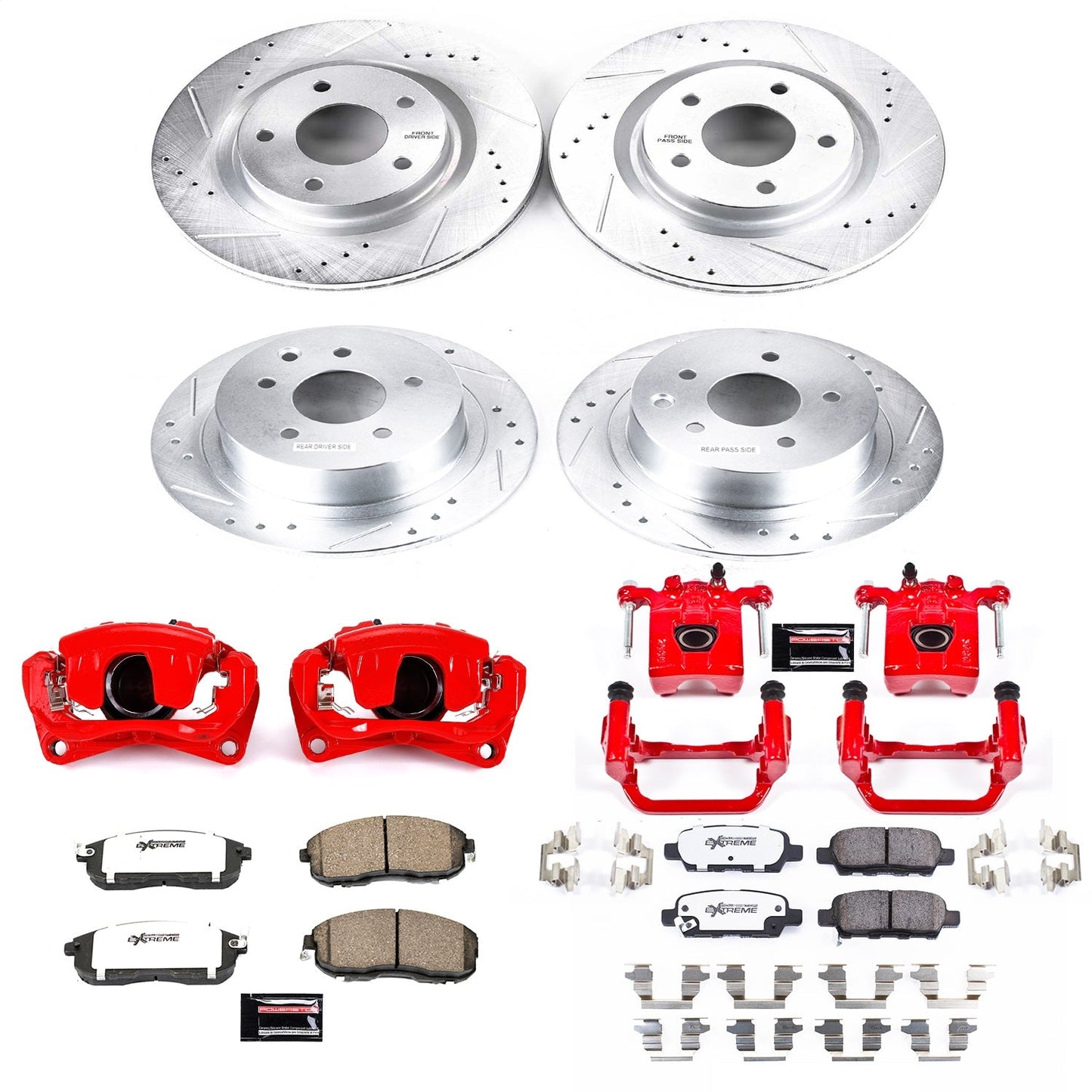 PowerStop Front & Rear Z26 Street Warrior Brake Kit with Calipers | 2007–2010 Nissan Altima (KC7865-26)
