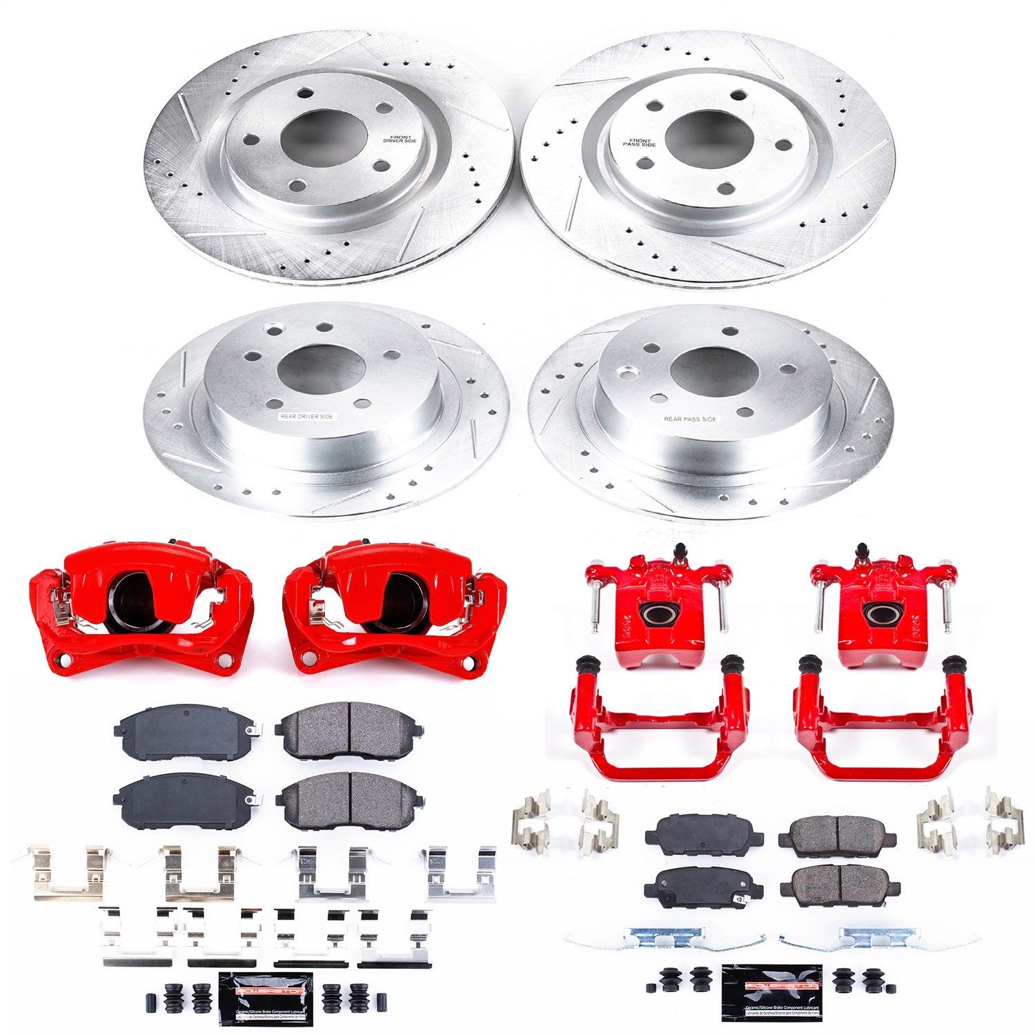 PowerStop Front & Rear Z23 Evolution Sport Brake Kit with Calipers | 2007–2010 Nissan Altima (KC7865)