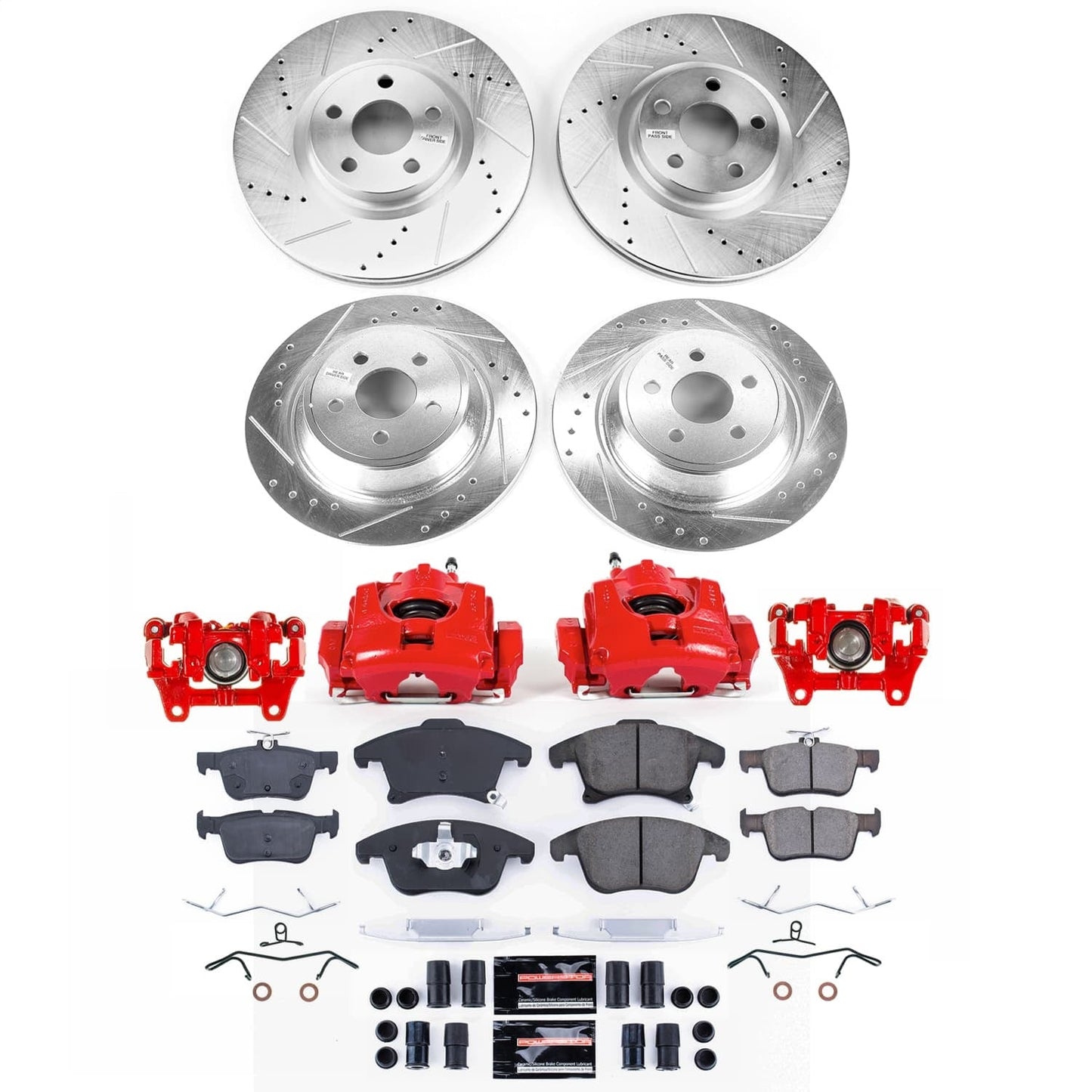 PowerStop Front and Rear Z23 Evolution Kit with Calipers | 2017–2020 Lincoln MKZ (KC7912A)