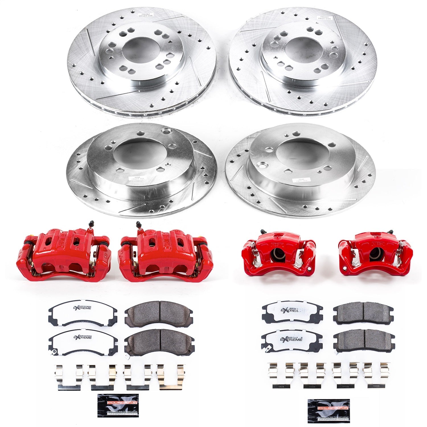 PowerStop Front & Rear Z26 Street Warrior Brake Kit with Calipers | 1995–1997 Eagle Talon (KC802-26)