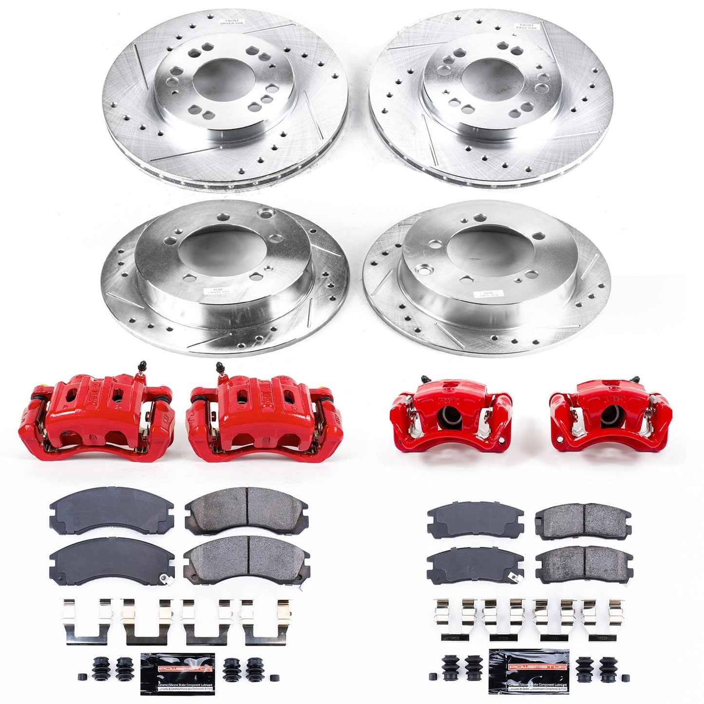 PowerStop Front & Rear Z23 Evolution Sport Brake Kit with Calipers | 1995–1997 Eagle Talon (KC802)