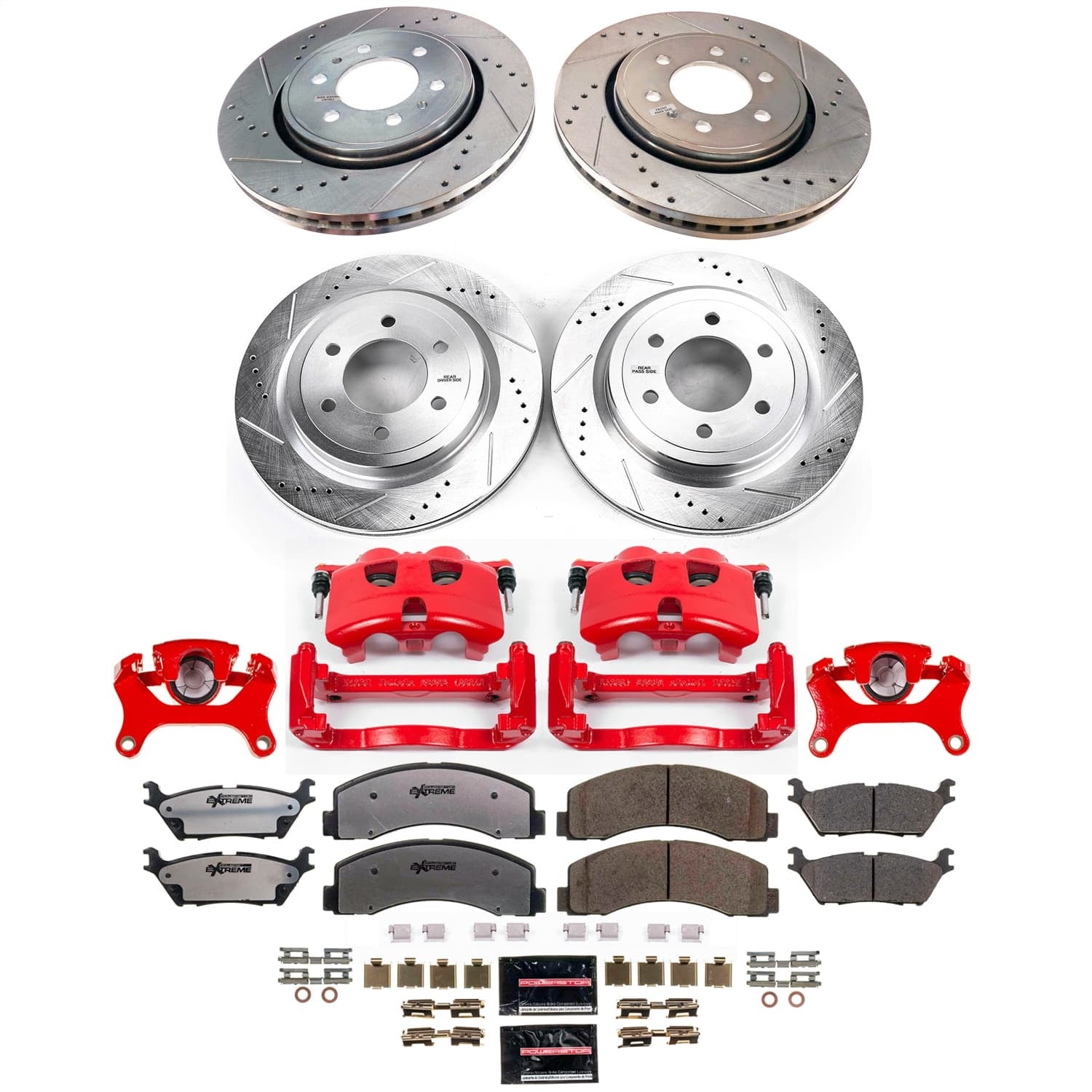 PowerStop Front and Rear Z36 Truck & Tow Kit with Calipers | 2018–2020 Ford F-150 (KC8026-36)