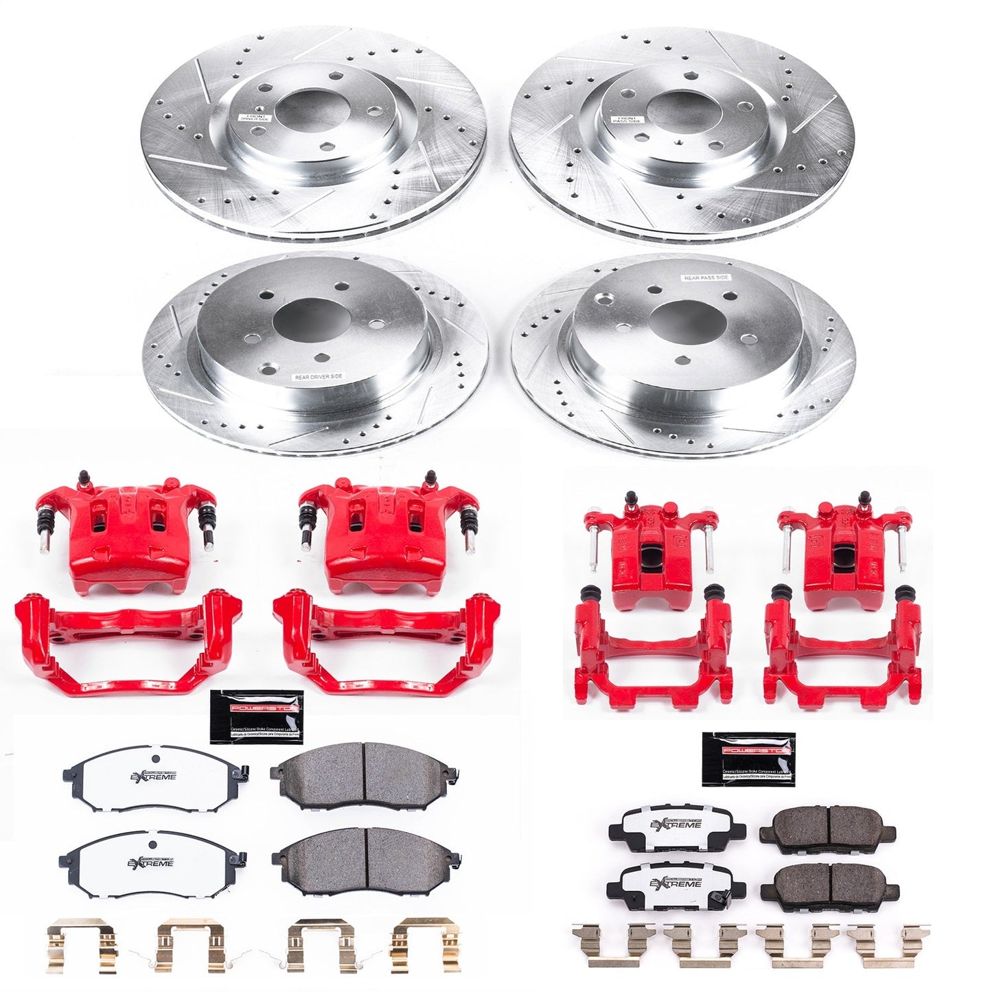 PowerStop Front and Rear Z26 Street Kit with Calipers | 2018–2019 Infiniti Q70L (KC8061-26)