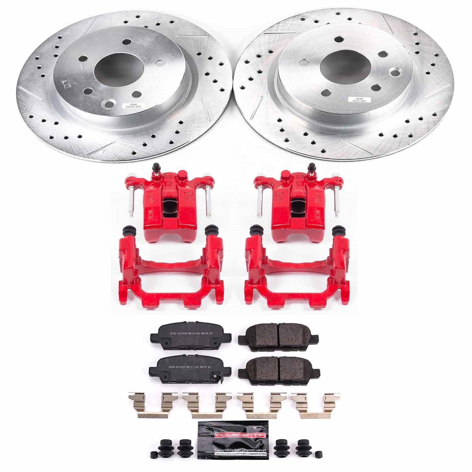 PowerStop Rear Brake Kit with Calipers | 2018–2019 Nissan 370Z (KC8062)