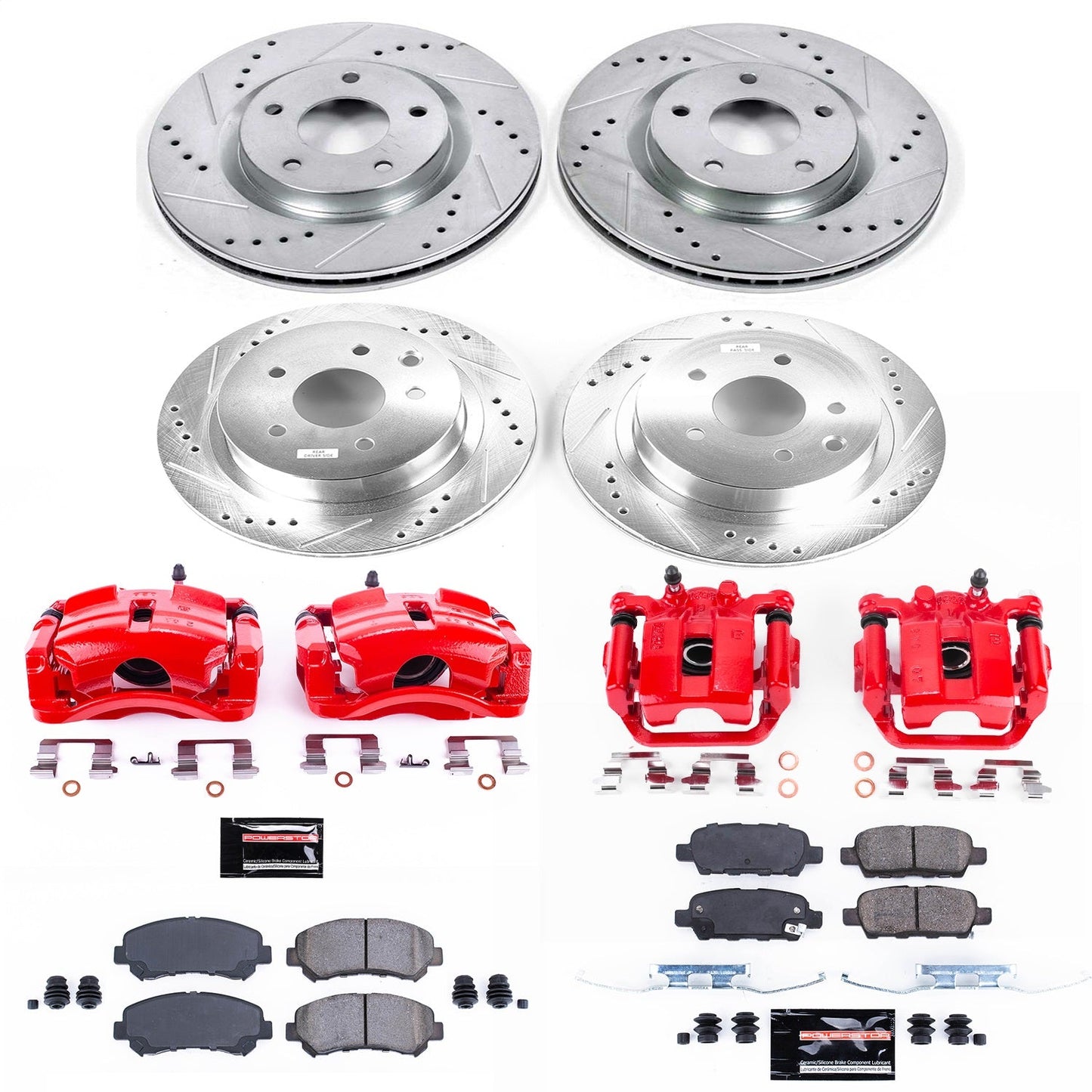 PowerStop Front & Rear Z23 Evolution Sport Brake Kit with Calipers | 2008–2014 Nissan Rogue (KC8268)