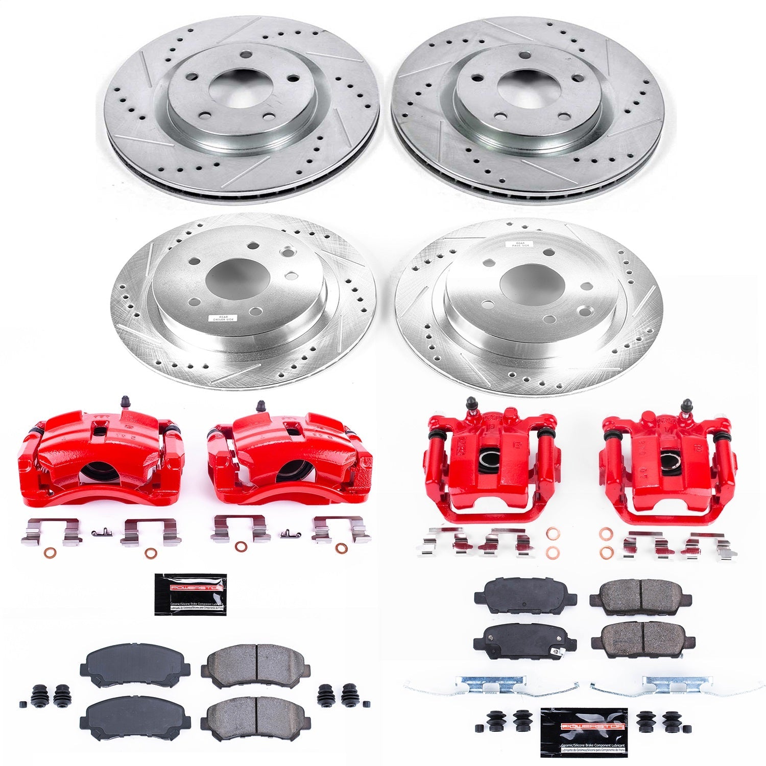 PowerStop Front & Rear Z23 Evolution Sport Brake Kit with Calipers | 2008–2014 Nissan Rogue (KC8268)