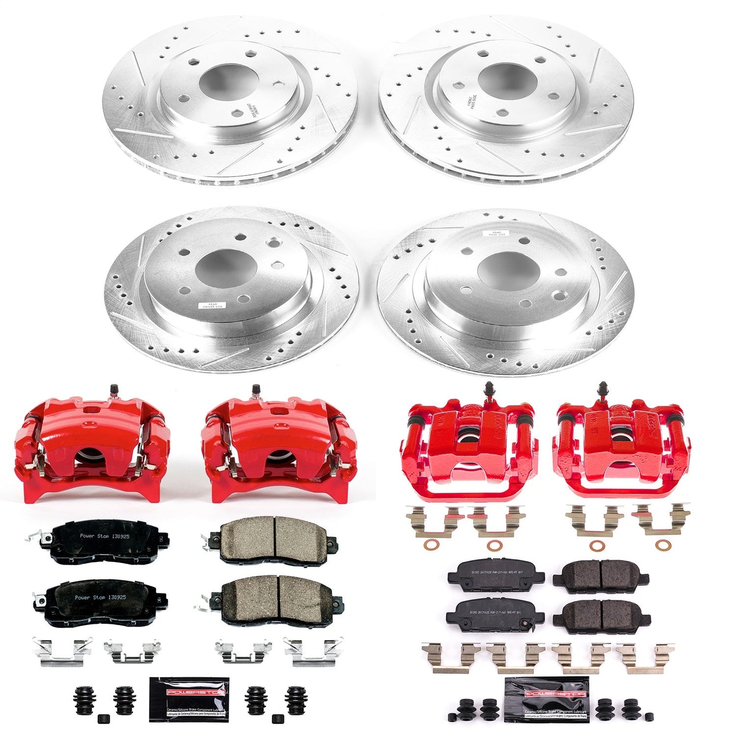 PowerStop Front & Rear Z23 Evolution Sport Brake Kit with Calipers | 2014–2017 Nissan Leaf (KC8288)