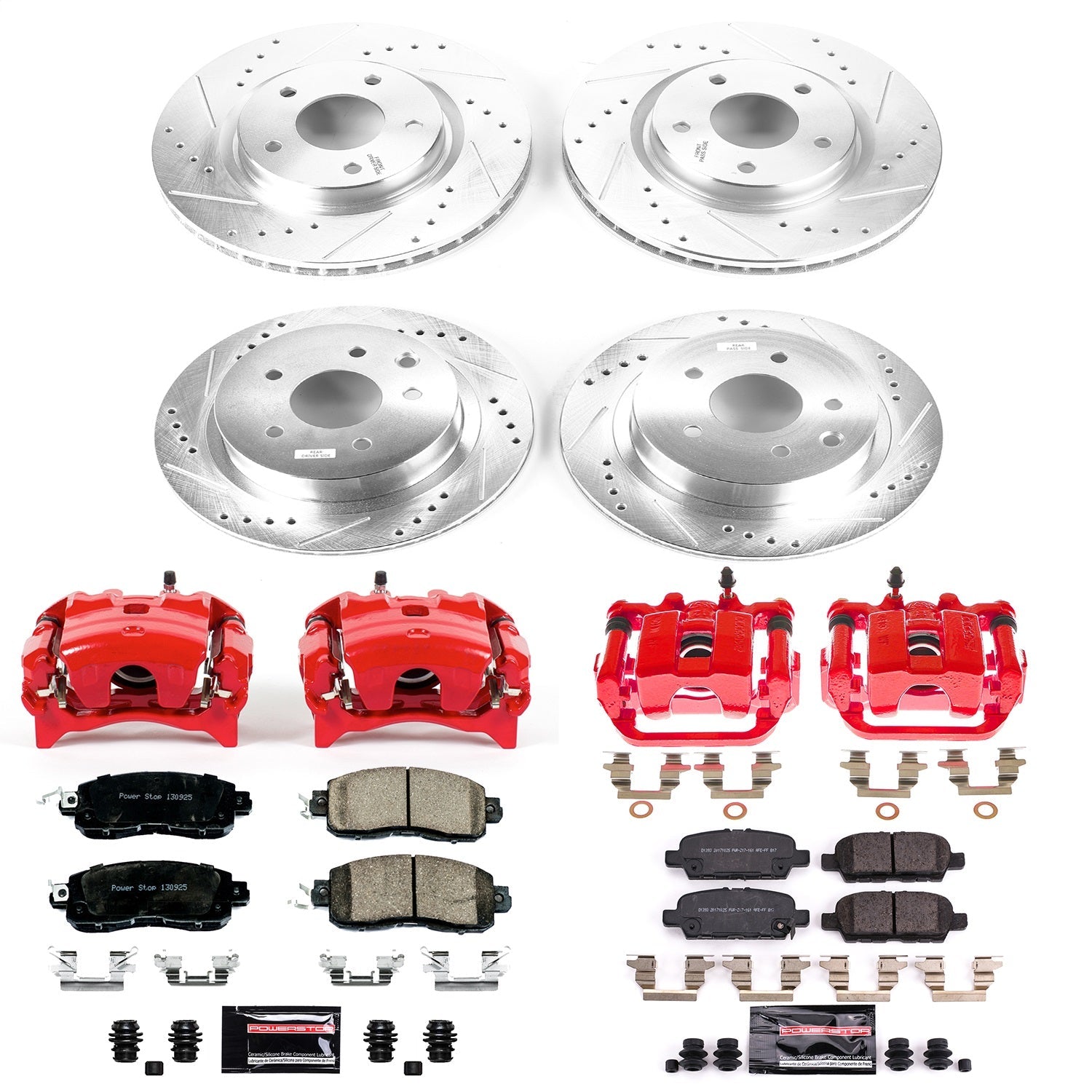 PowerStop Front & Rear Z23 Evolution Sport Brake Kit with Calipers | 2014–2017 Nissan Leaf (KC8288)