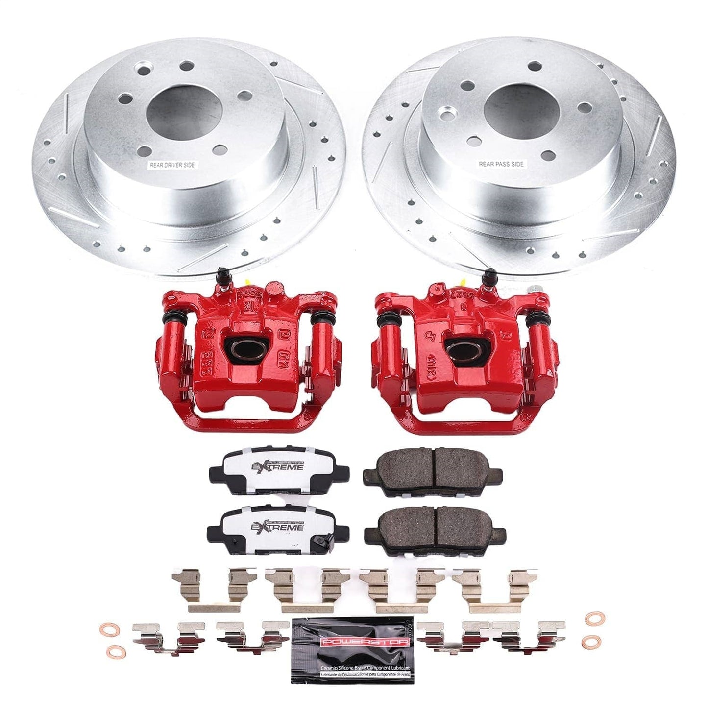 PowerStop Rear Z26 Street Kit with Calipers | 2019 Nissan Sentra (KC8335-26)