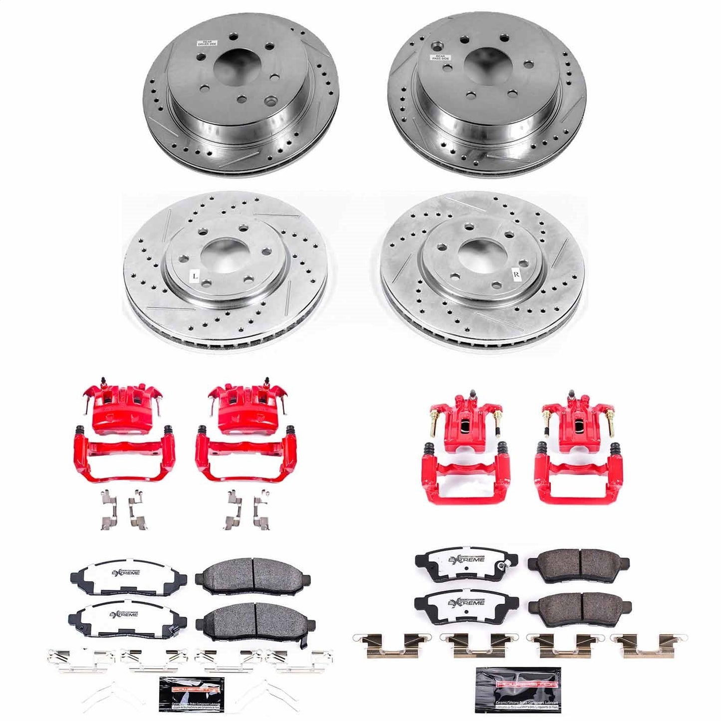 PowerStop Front & Rear Z36 Truck & Tow Brake Kit with Calipers | 2019 Nissan Frontier (KC8357-36)