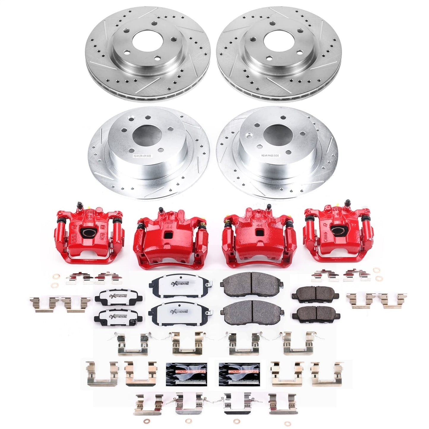 PowerStop Front and Rear Z26 Street Kit with Calipers | 2019 Nissan Sentra (KC8359-26)