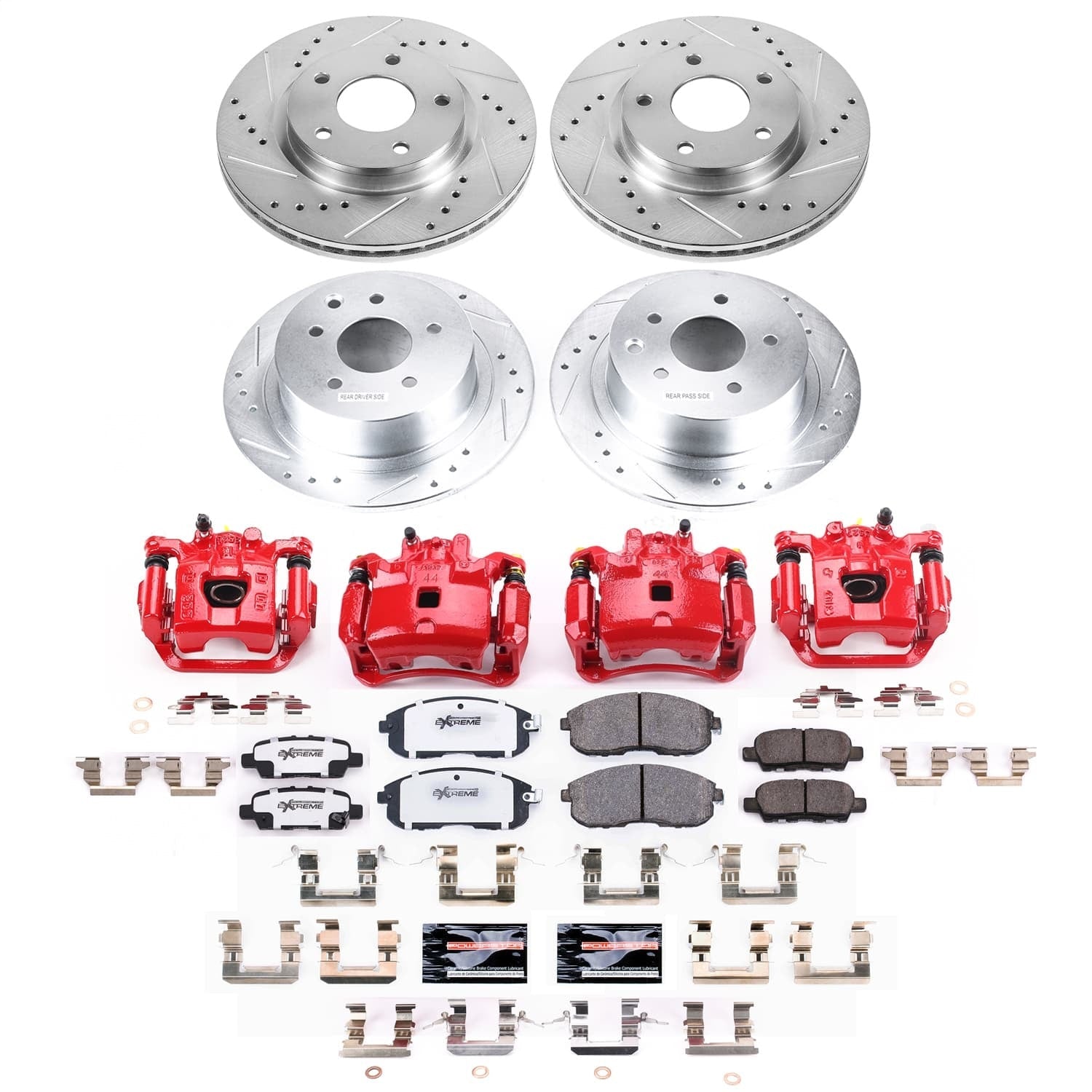 PowerStop Front and Rear Z26 Street Kit with Calipers | 2019 Nissan Sentra (KC8359-26)