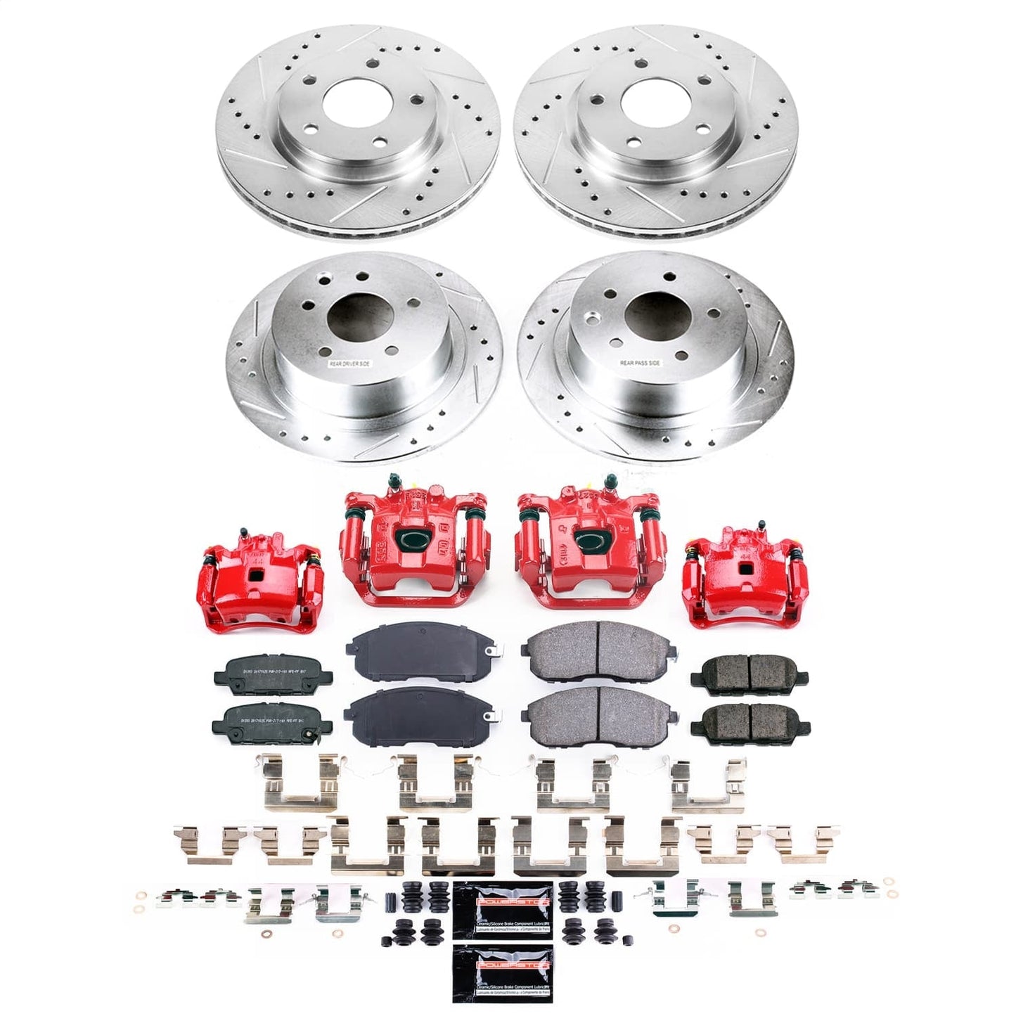 PowerStop Front and Rear Z23 Evolution Kit with Calipers | 2019 Nissan Sentra (KC8359)