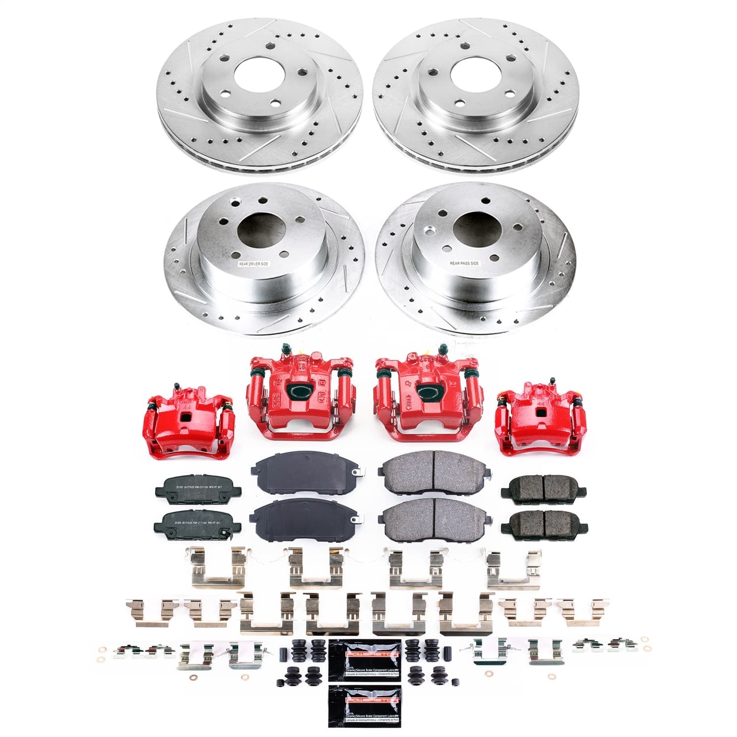 PowerStop Front and Rear Z23 Evolution Kit with Calipers | 2019 Nissan Sentra (KC8359)
