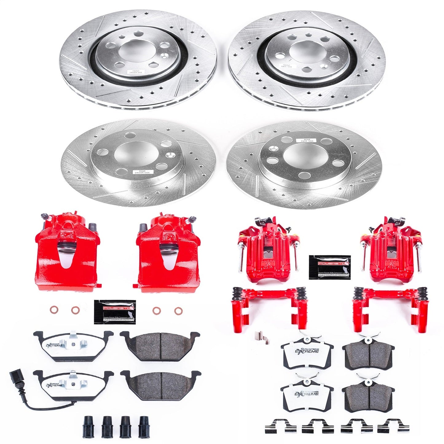 PowerStop Front & Rear Z26 Street Warrior Brake Kit with Calipers | 2001–2005 Volkswagen Jetta (KC840B-26)