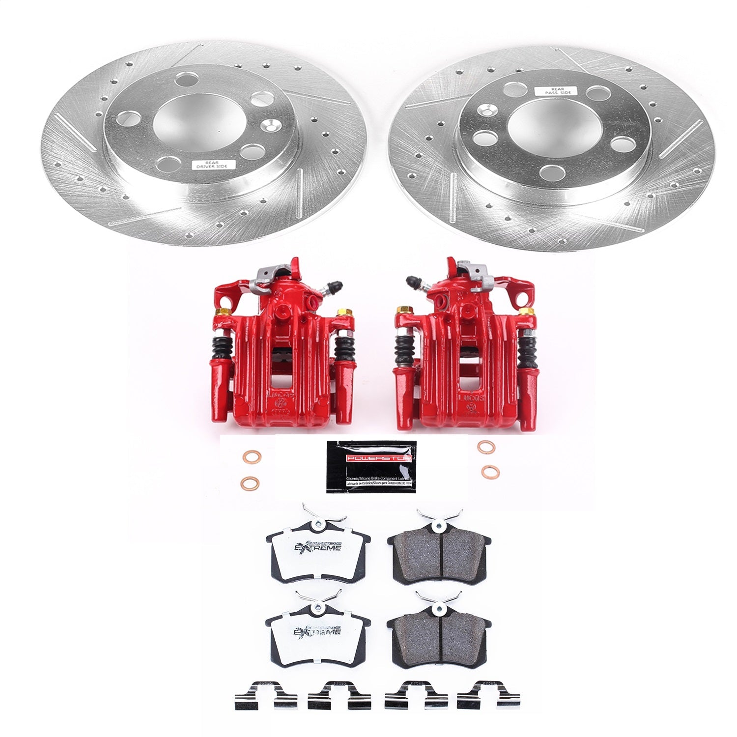 PowerStop Rear Z26 Street Warrior Brake Kit with Calipers | 1998–1999 Volkswagen Beetle (KC847A-26)