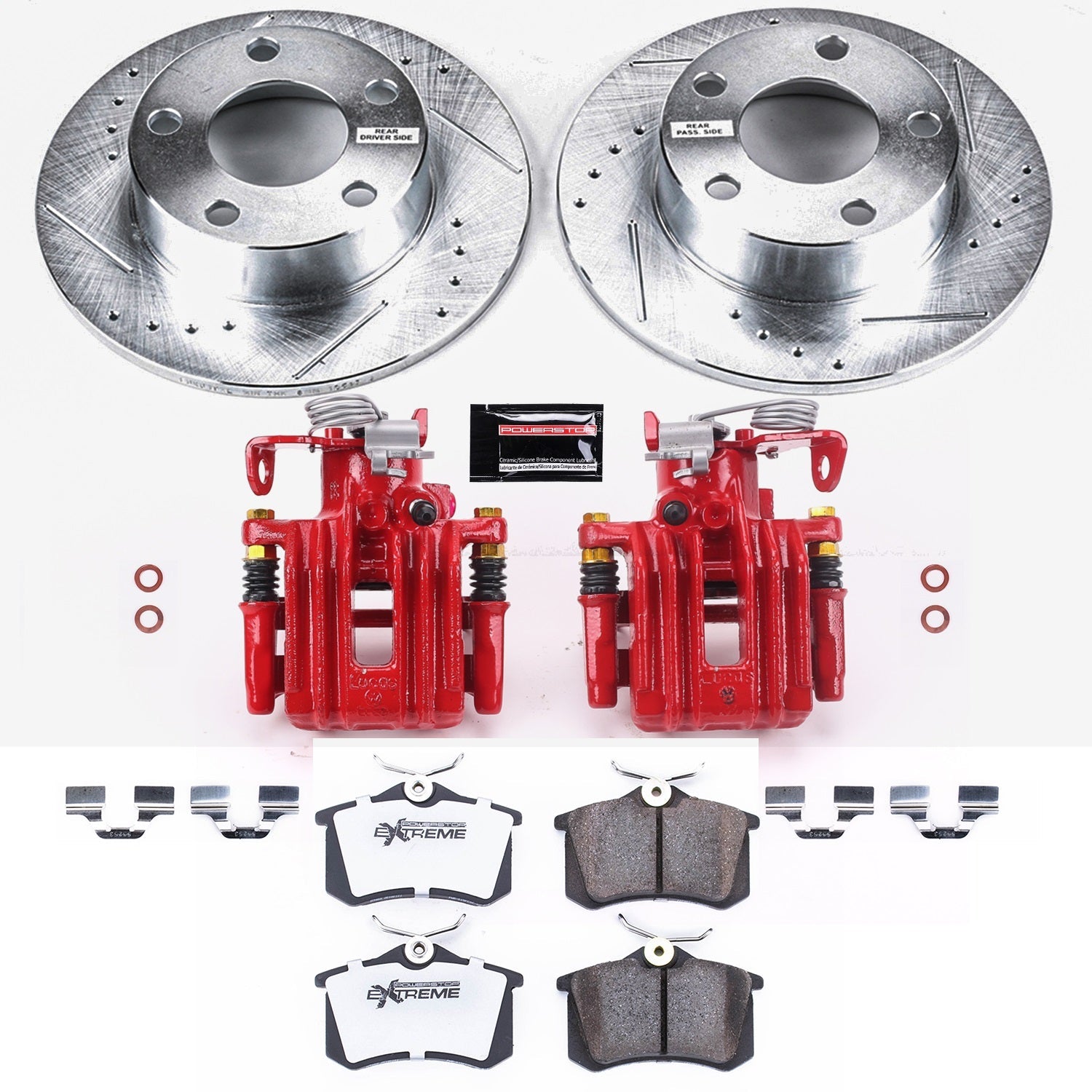 PowerStop Rear Z26 Street Warrior Brake Kit with Calipers | 1998–2001 Audi A6 Quattro (KC849-26)