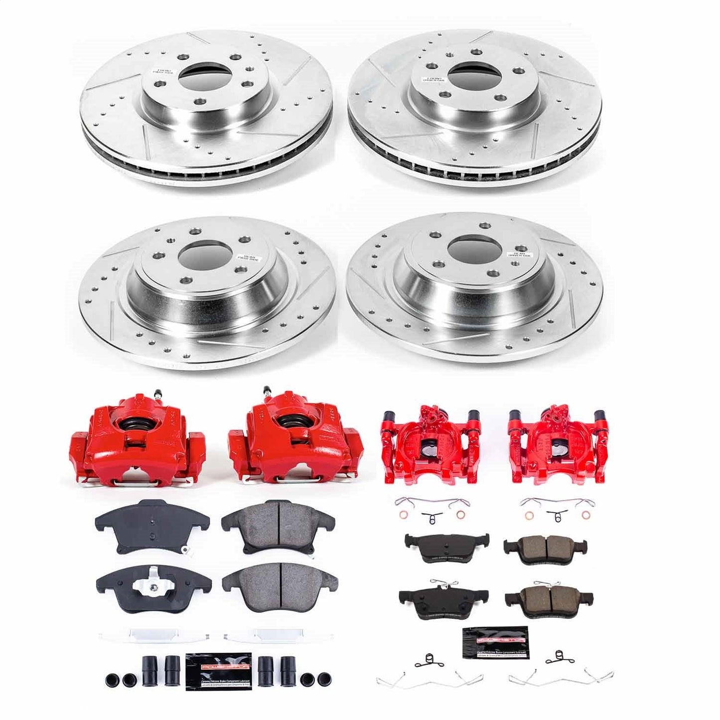 PowerStop Front & Rear Z23 Evolution Kit with Calipers | 2017–2020 Ford Fusion (KC8532)