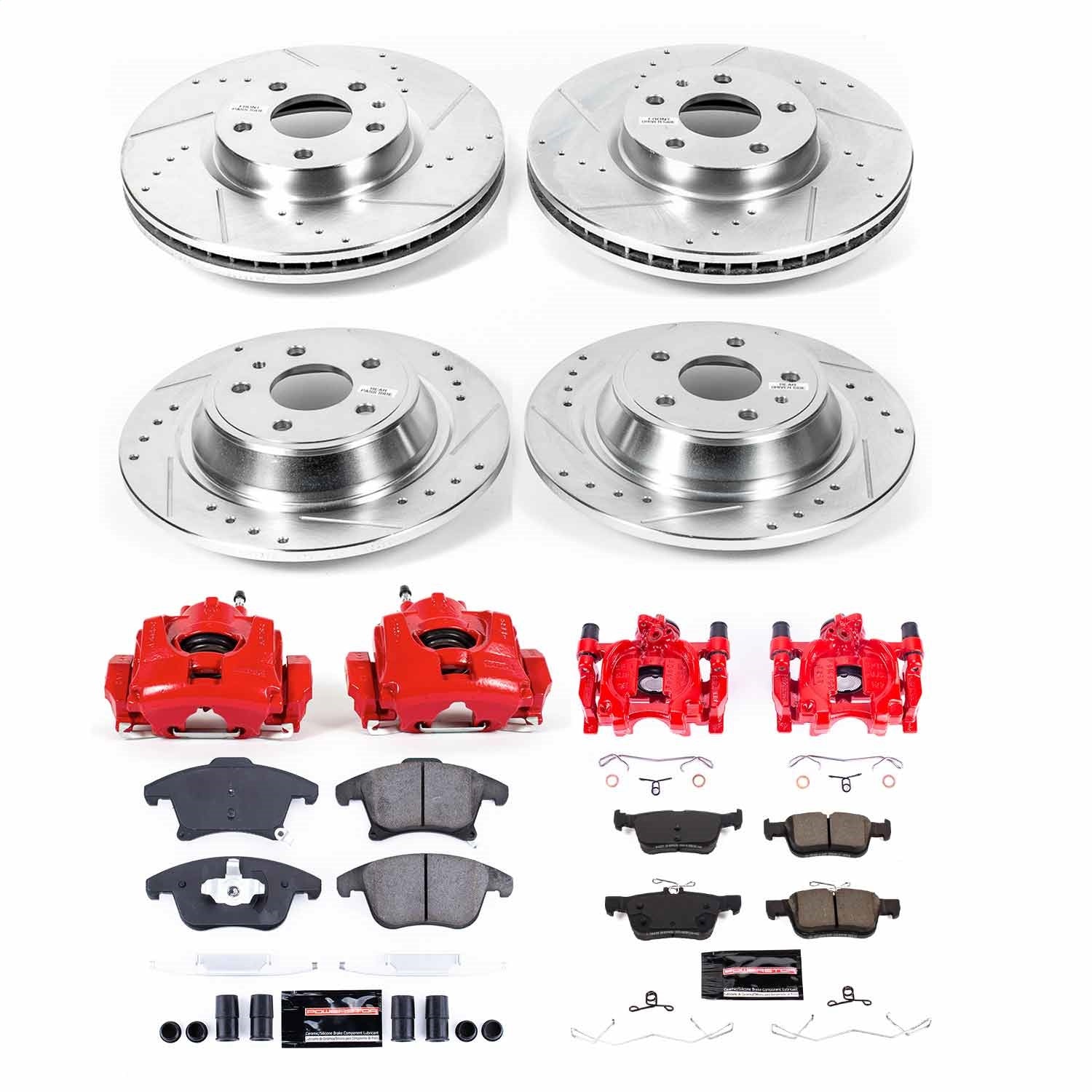 PowerStop Front & Rear Z23 Evolution Kit with Calipers | 2017–2020 Ford Fusion (KC8532)