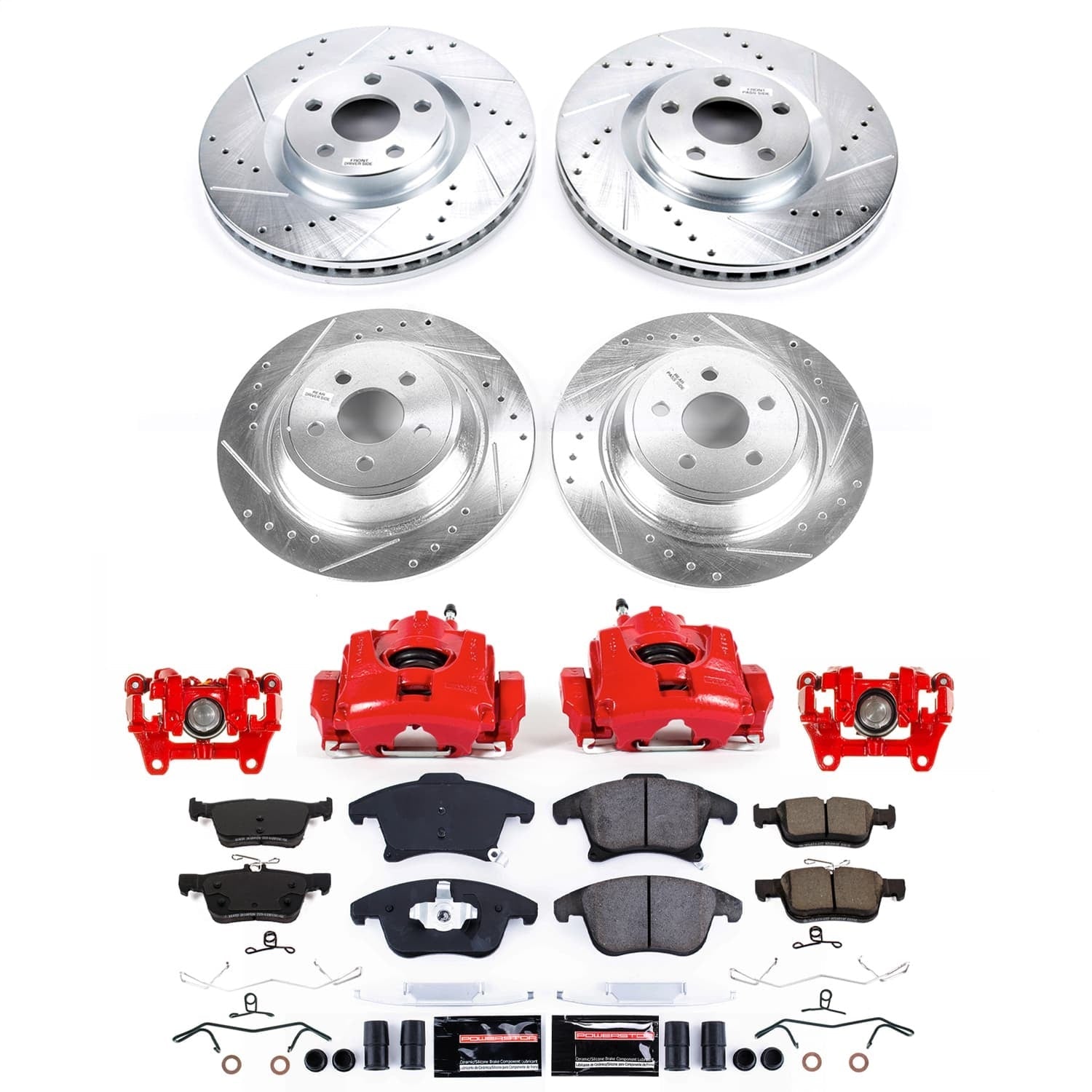 PowerStop Front and Rear Z23 Evolution Kit with Calipers | 2019–2020 Ford SSV Plug-In Hybrid (KC8541A)