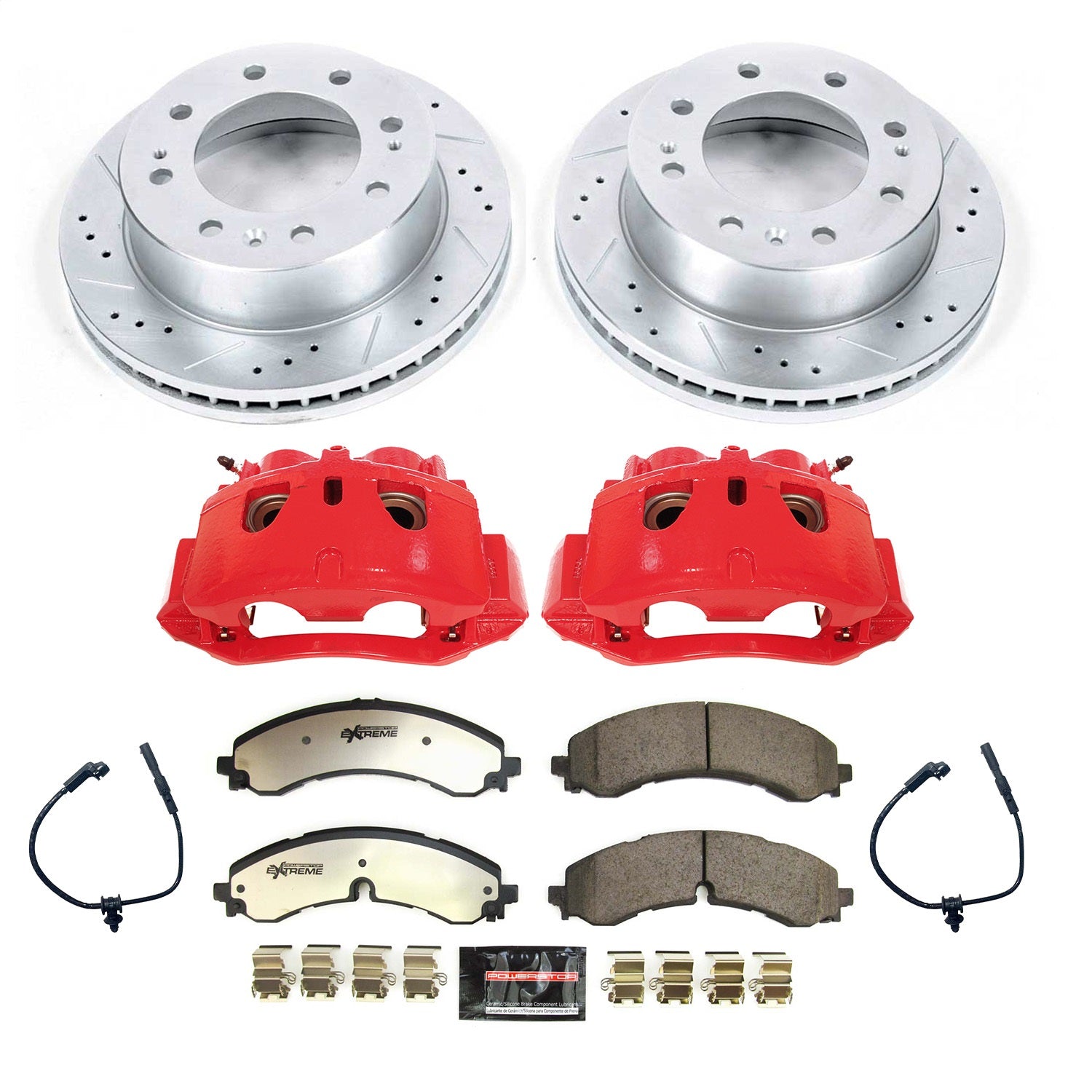 PowerStop Front Z36 Truck & Tow Kit with Calipers | 2020–2021 Chevrolet Silverado 3500 HD (KC8670A-36)