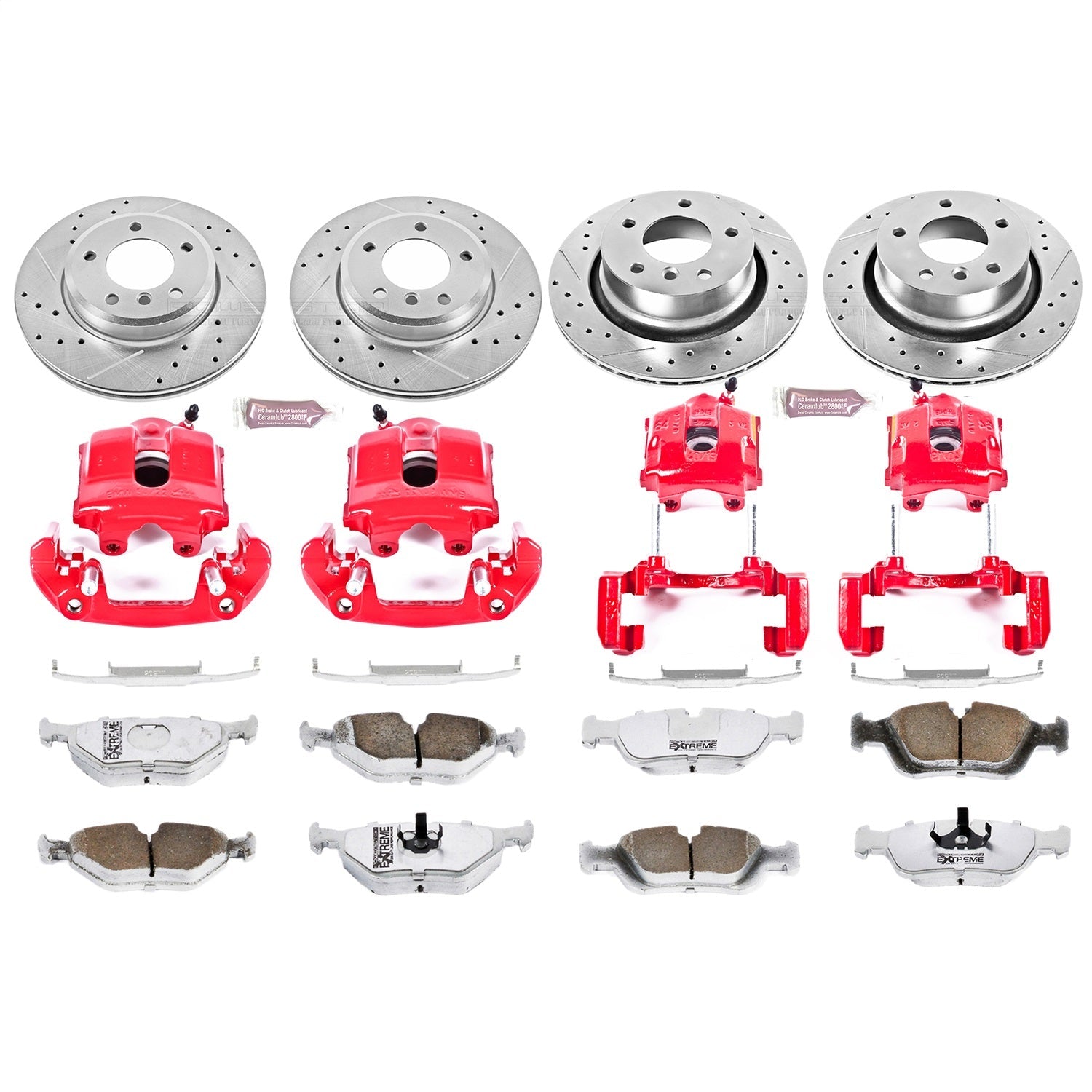 PowerStop Front & Rear Z26 Street Warrior Brake Kit with Calipers | 2003–2008 BMW Z4 (KC873-26)