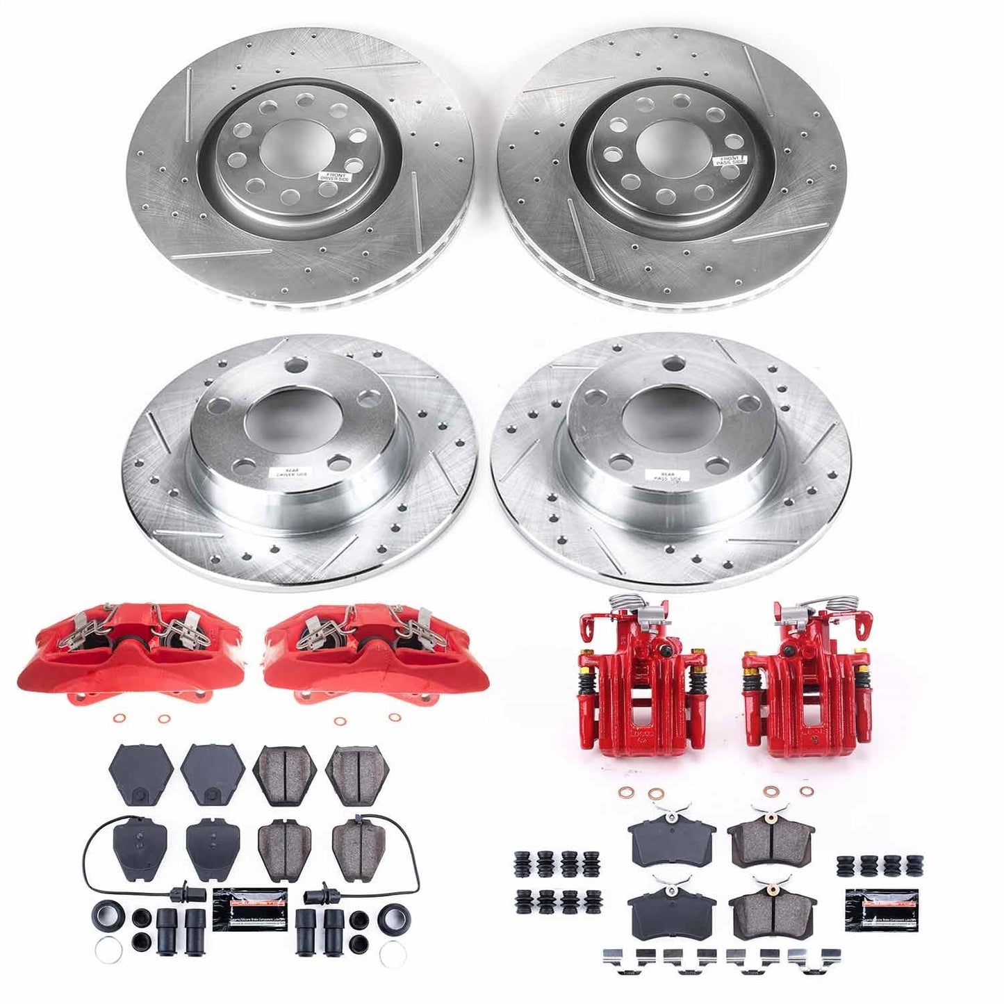 PowerStop Front & Rear Z23 Evolution Sport Brake Kit with Calipers | 2000–2001 Audi A6 Quattro (KC890)