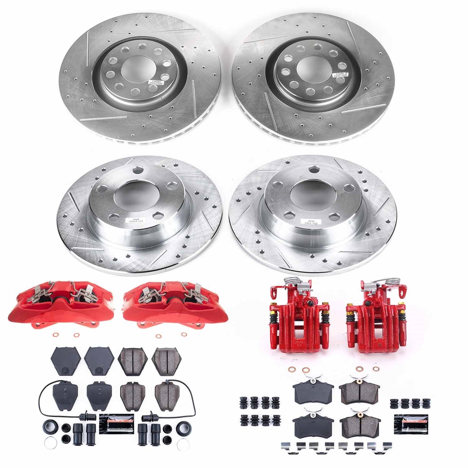 PowerStop Front & Rear Z23 Evolution Sport Brake Kit with Calipers | 2000–2001 Audi A6 Quattro (KC890)