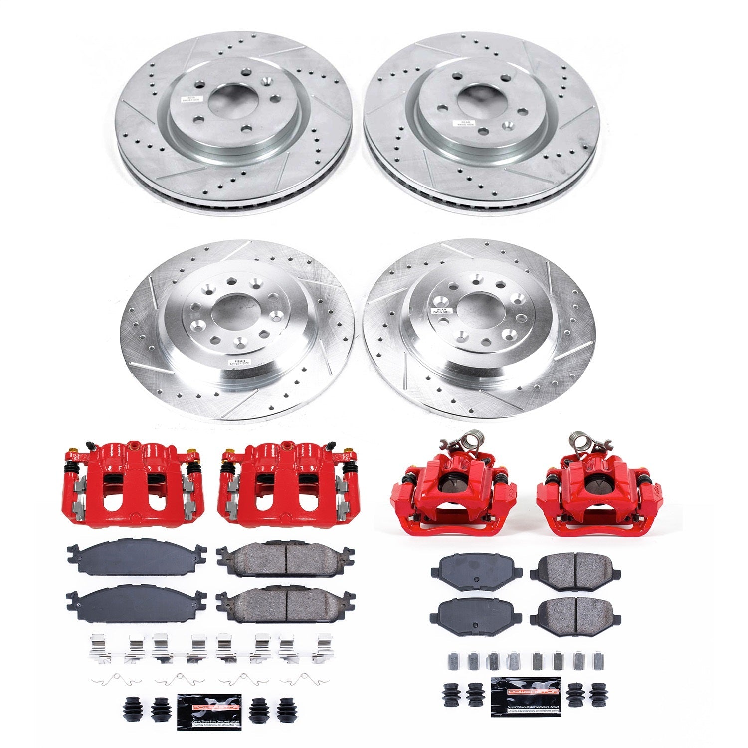 PowerStop Front & Rear Z23 Evolution Kit with Calipers | 2011–2019 Lincoln MKT (KC8971)