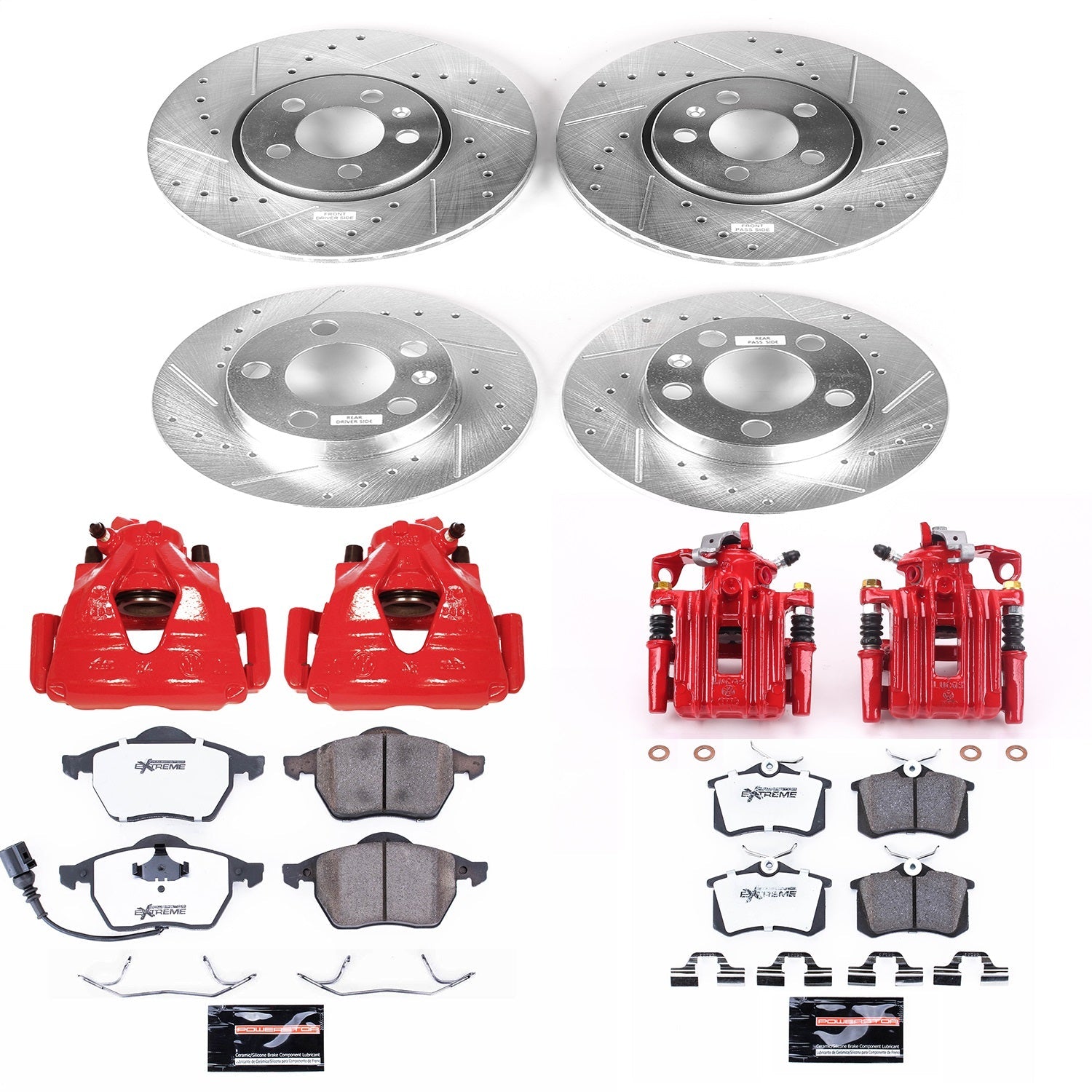 PowerStop Front & Rear Z26 Street Warrior Brake Kit with Calipers | 1999 Volkswagen Beetle (KC899A-26)