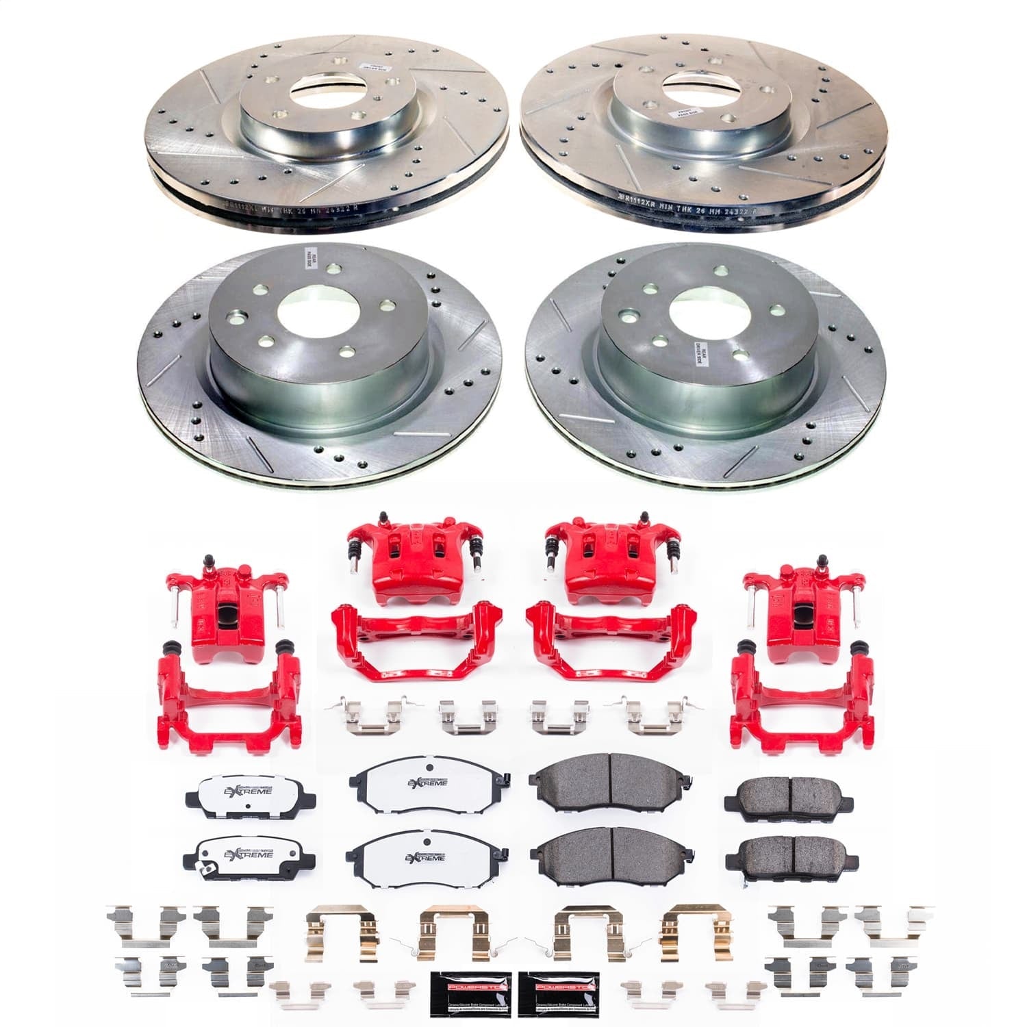 PowerStop Front and Rear Z26 Street Kit with Calipers | 2008–2009 Infiniti EX35 (KC9065-26)