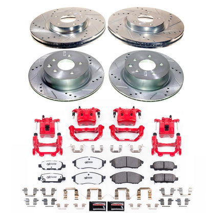 PowerStop Front and Rear Z26 Street Kit with Calipers | 2008–2009 Infiniti EX35 (KC9065-26)