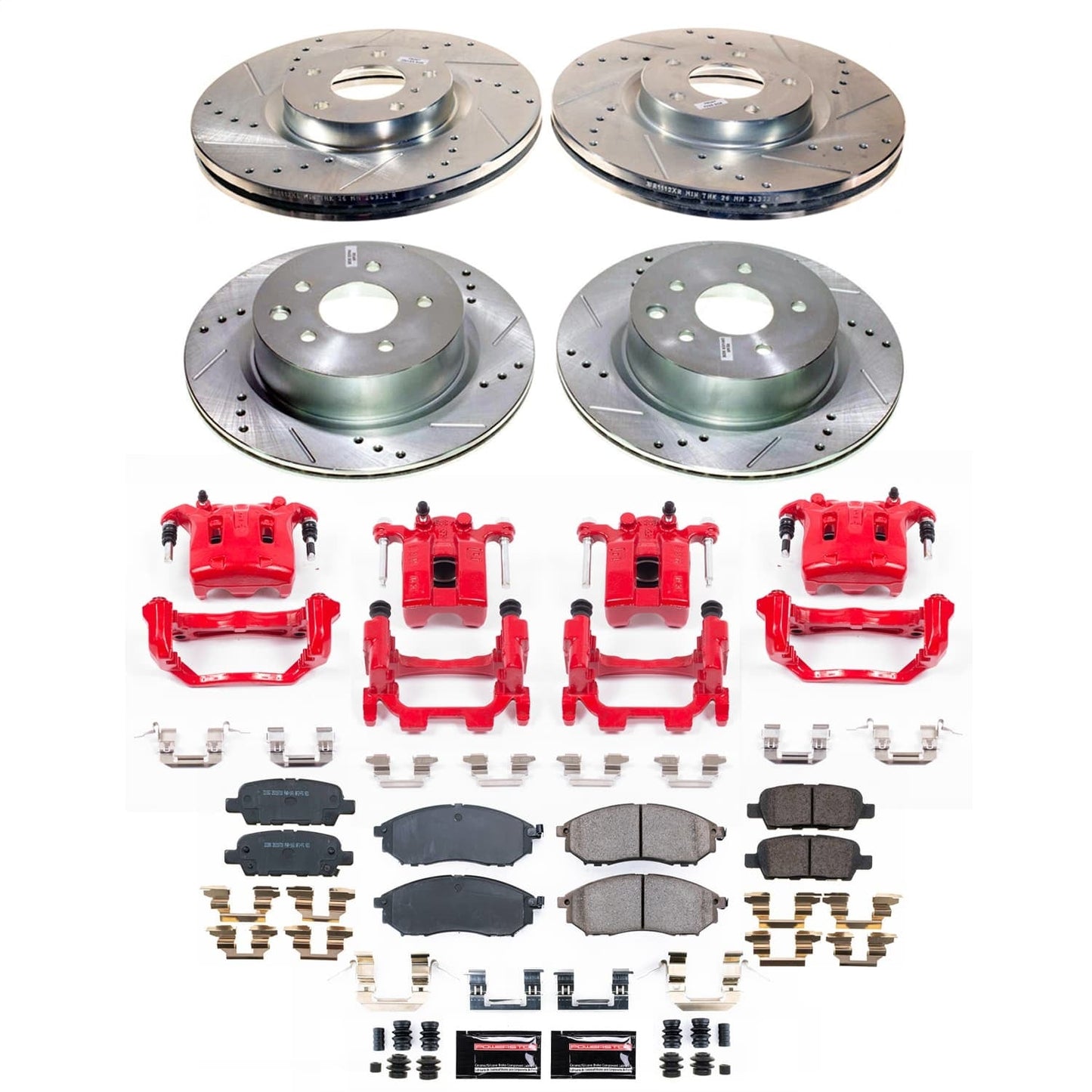 PowerStop Front and Rear Z23 Evolution Kit with Calipers | 2008–2009 Infiniti EX35 (KC9065)