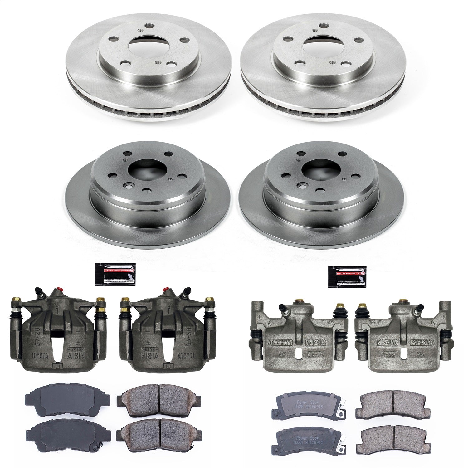 PowerStop Front & Rear Brake Kit with Calipers | 1992–1996 Toyota Camry (KCOE1053)